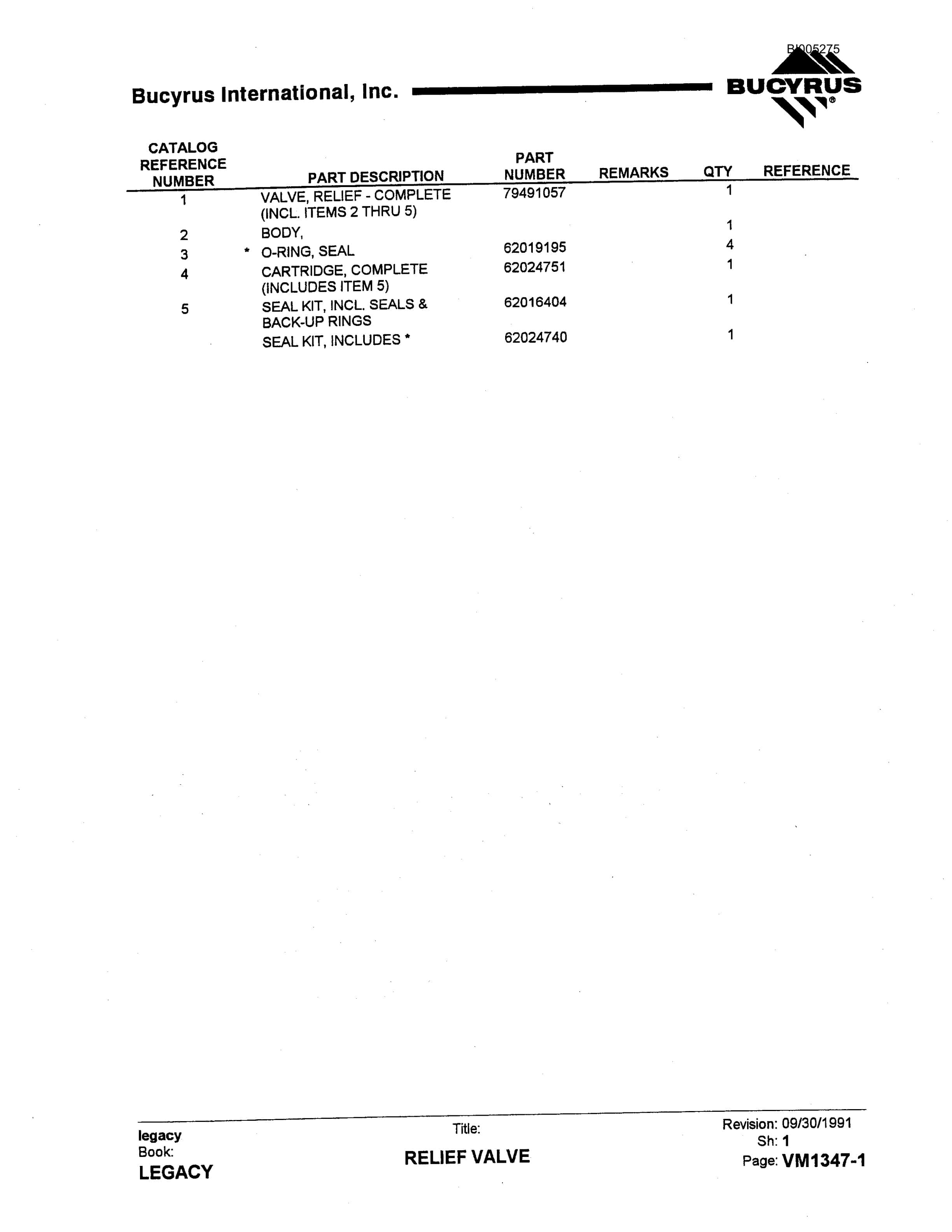Bucyrus 49RII Drill Parts Catalog BI005275-2