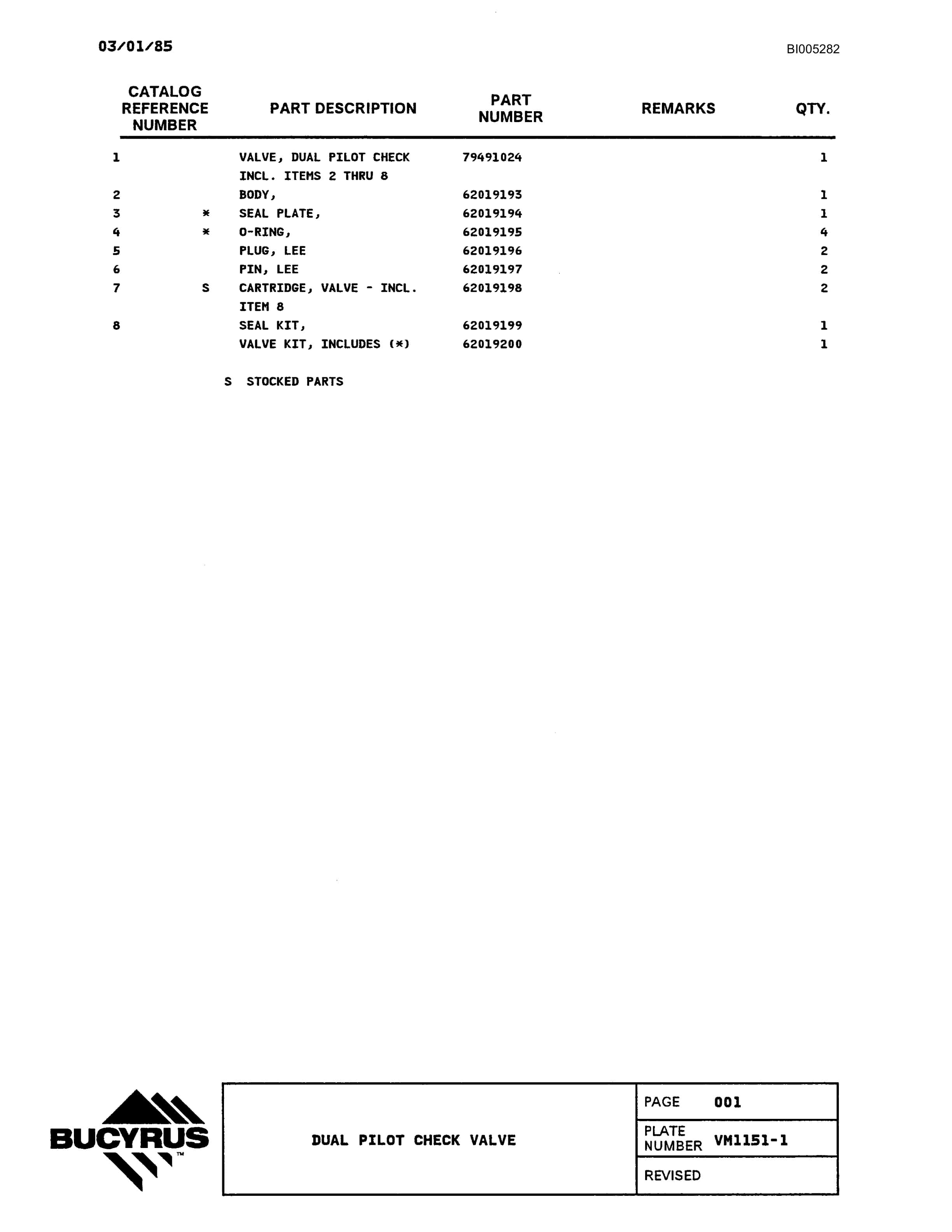 Bucyrus 49RII Drill Parts Catalog BI005282-3