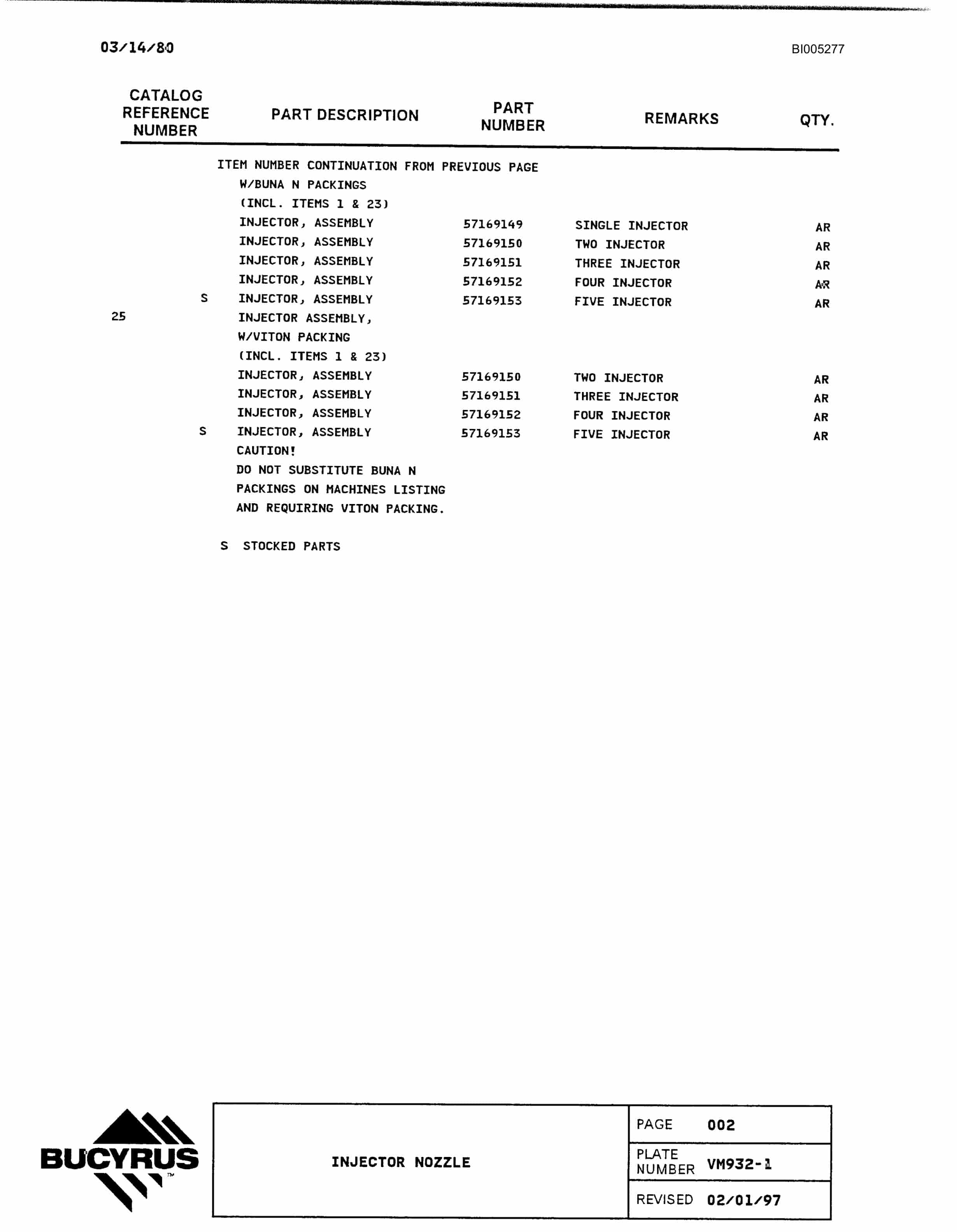 Bucyrus 49RII Electric Blast Hole Drill Parts Catalog BI005277-2