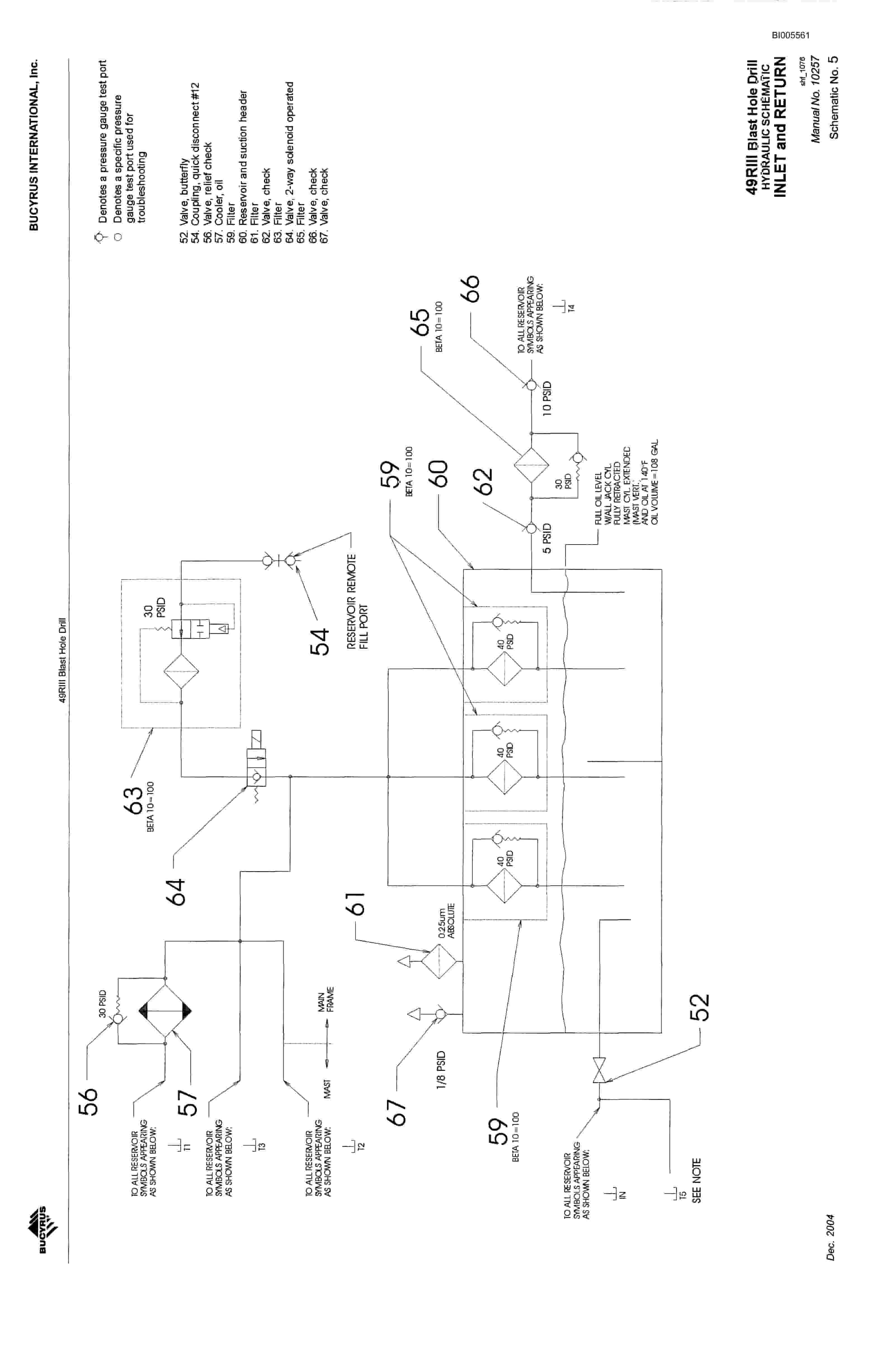 Bucyrus 49RIII Blast Hole Drill Schematic BI005561-2