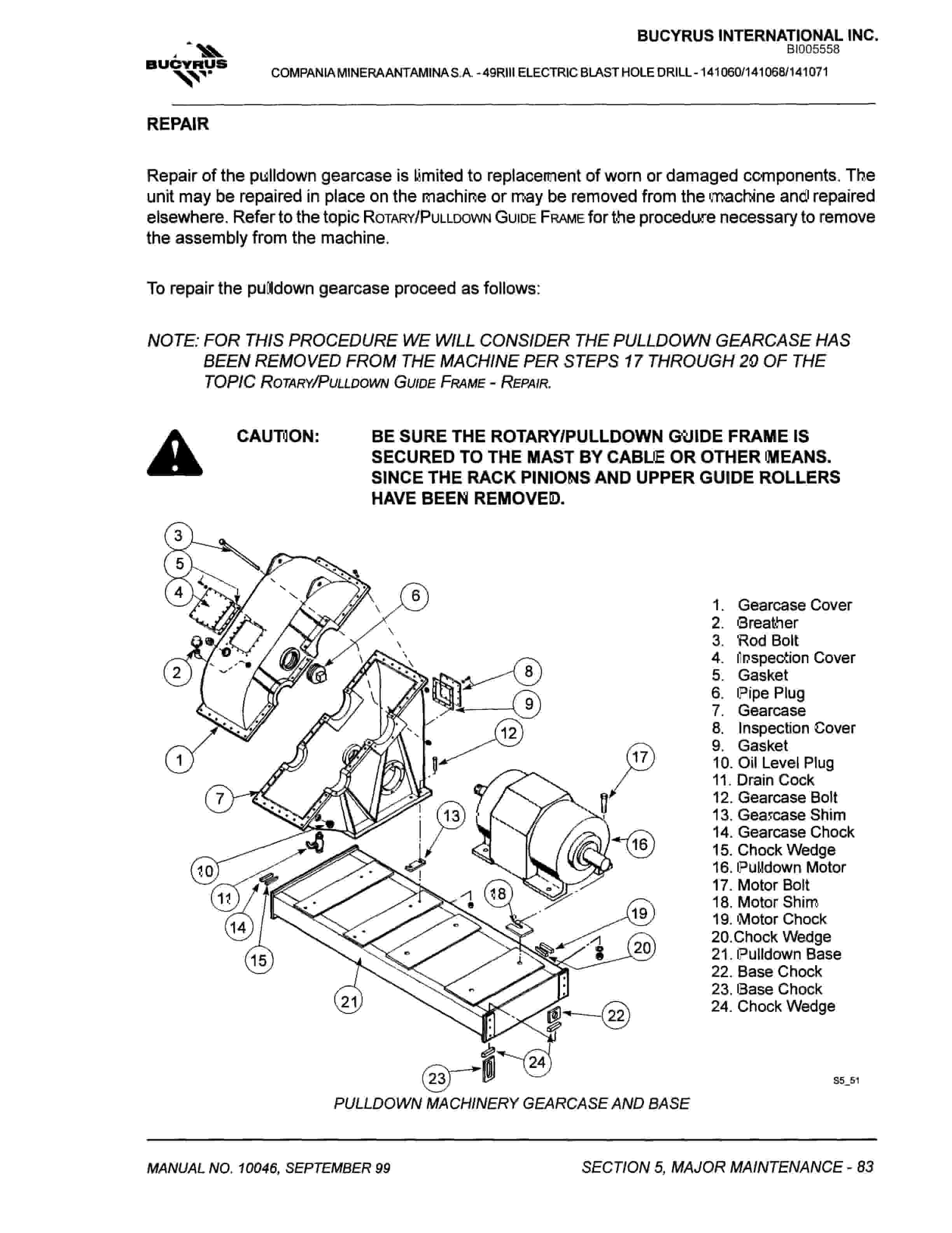 Bucyrus 49RIII Blast Hole Drill Technical Manual BI005558-3