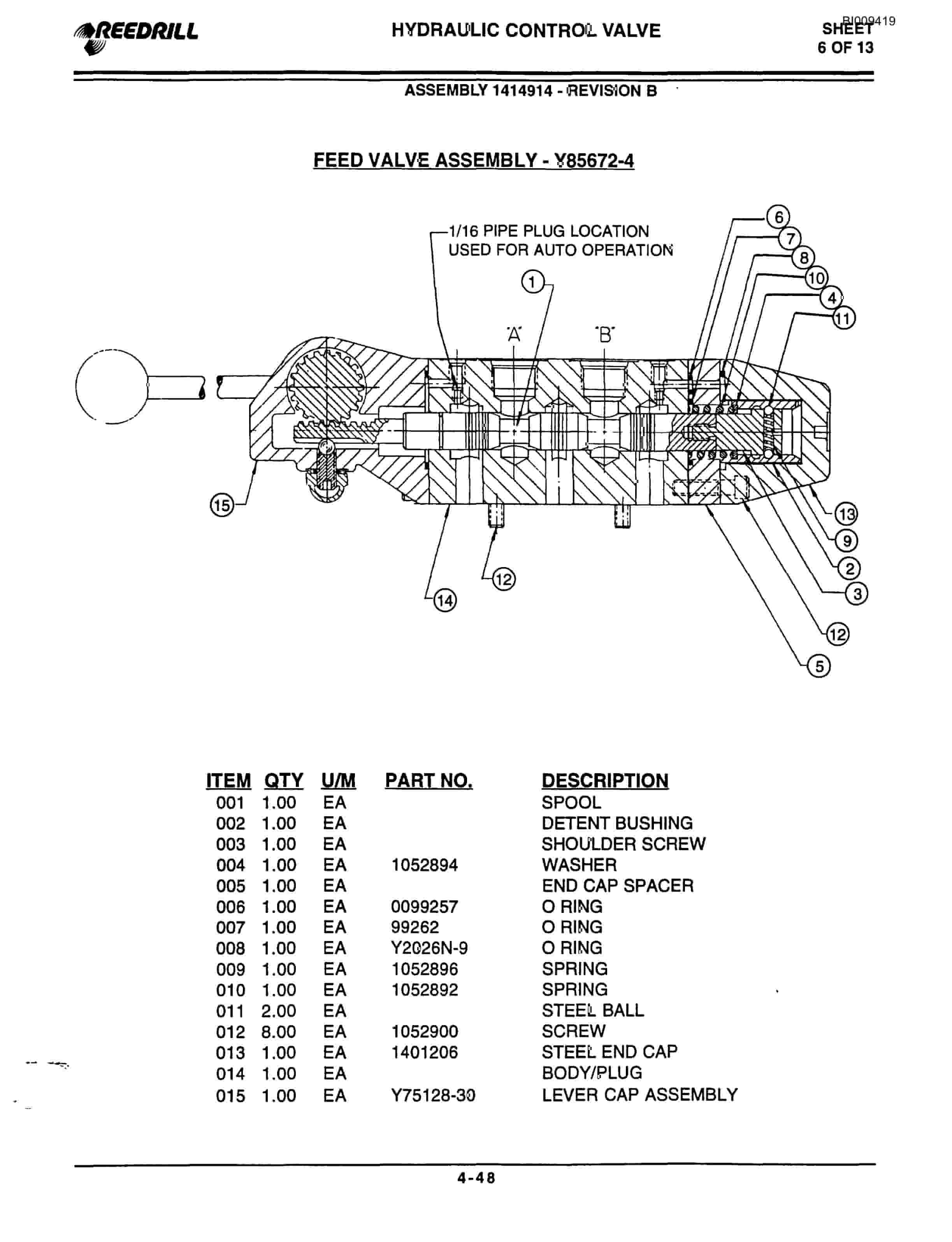 Bucyrus 5000 Self Contained Hydraulic Track Drill Parts Catalog BI009419-2