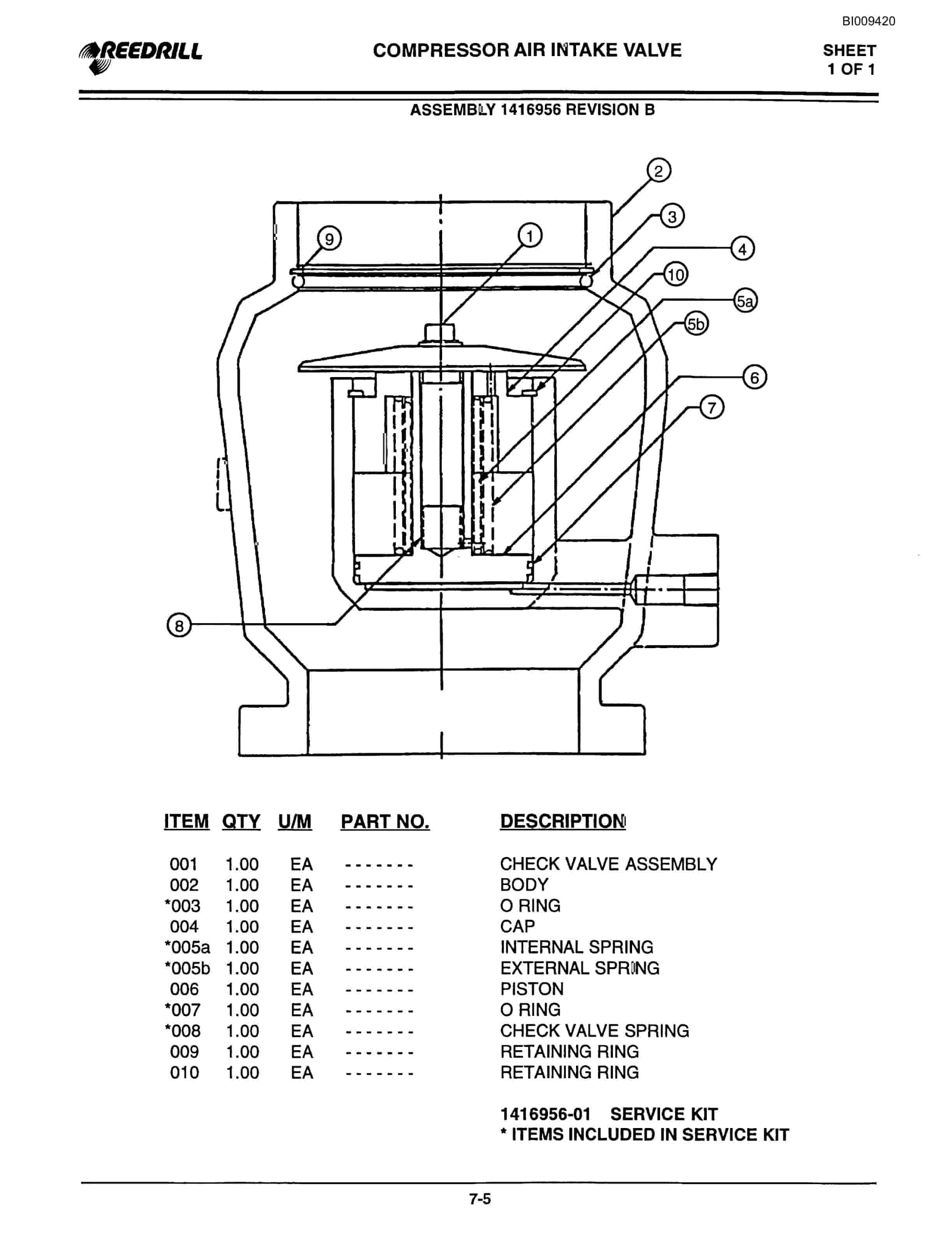 Bucyrus 5000 Self Contained Hydraulic Track Drill Parts Catalog BI009420-5