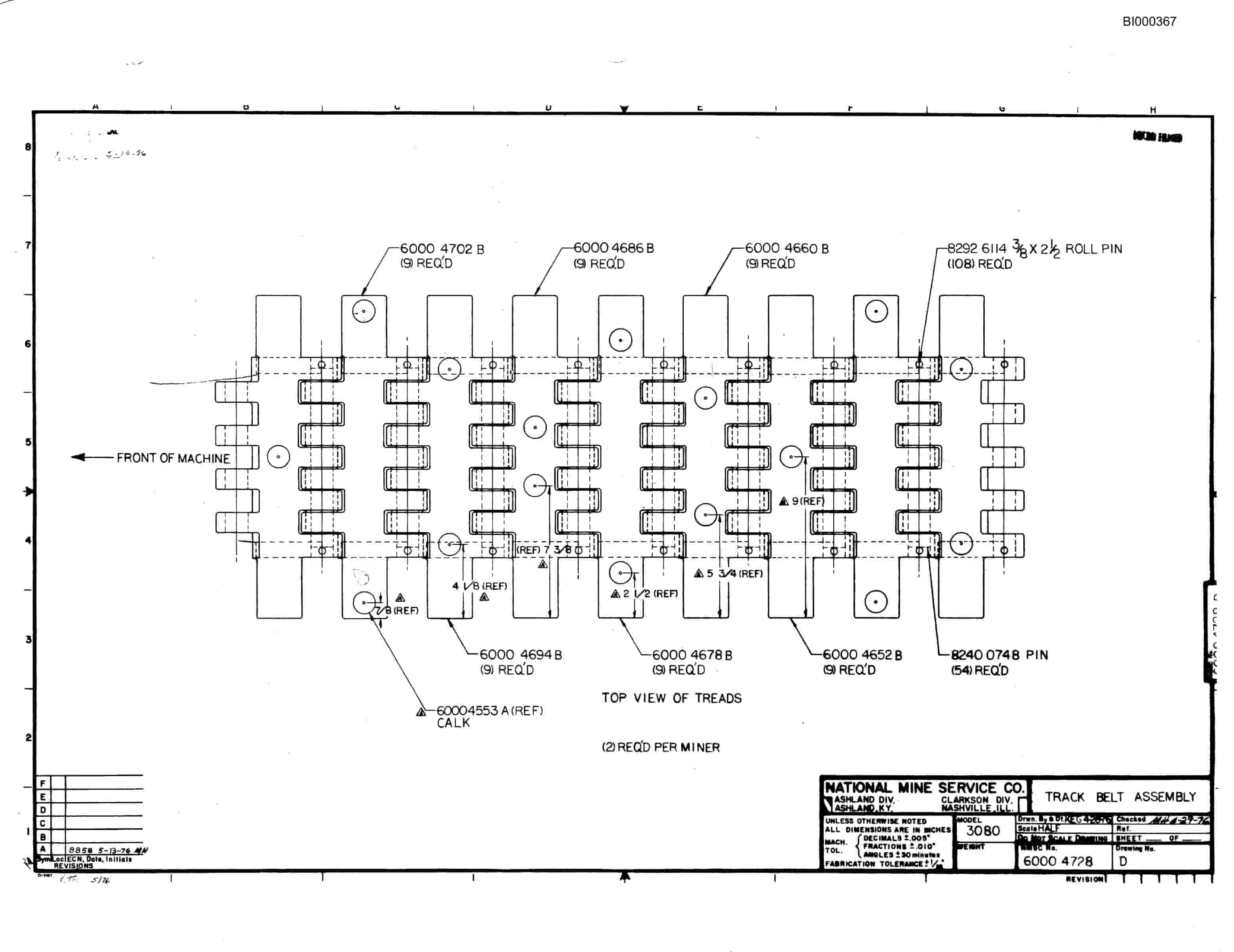 Bucyrus 5012 N Drum Miner Parts Catalog BI000367-4