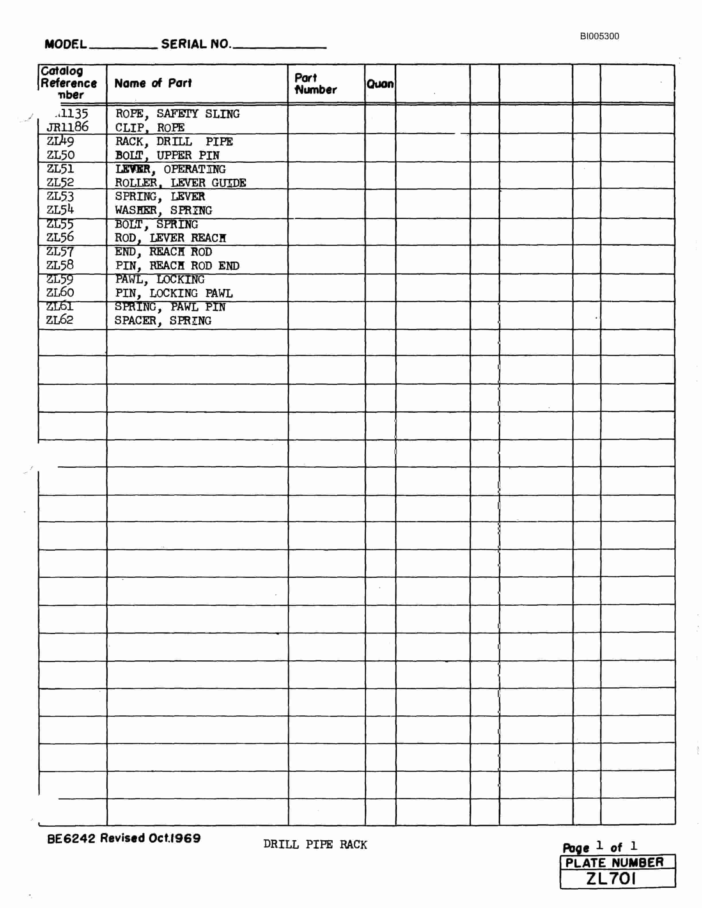 Bucyrus 50R Drill Parts Catalog BI005300-2
