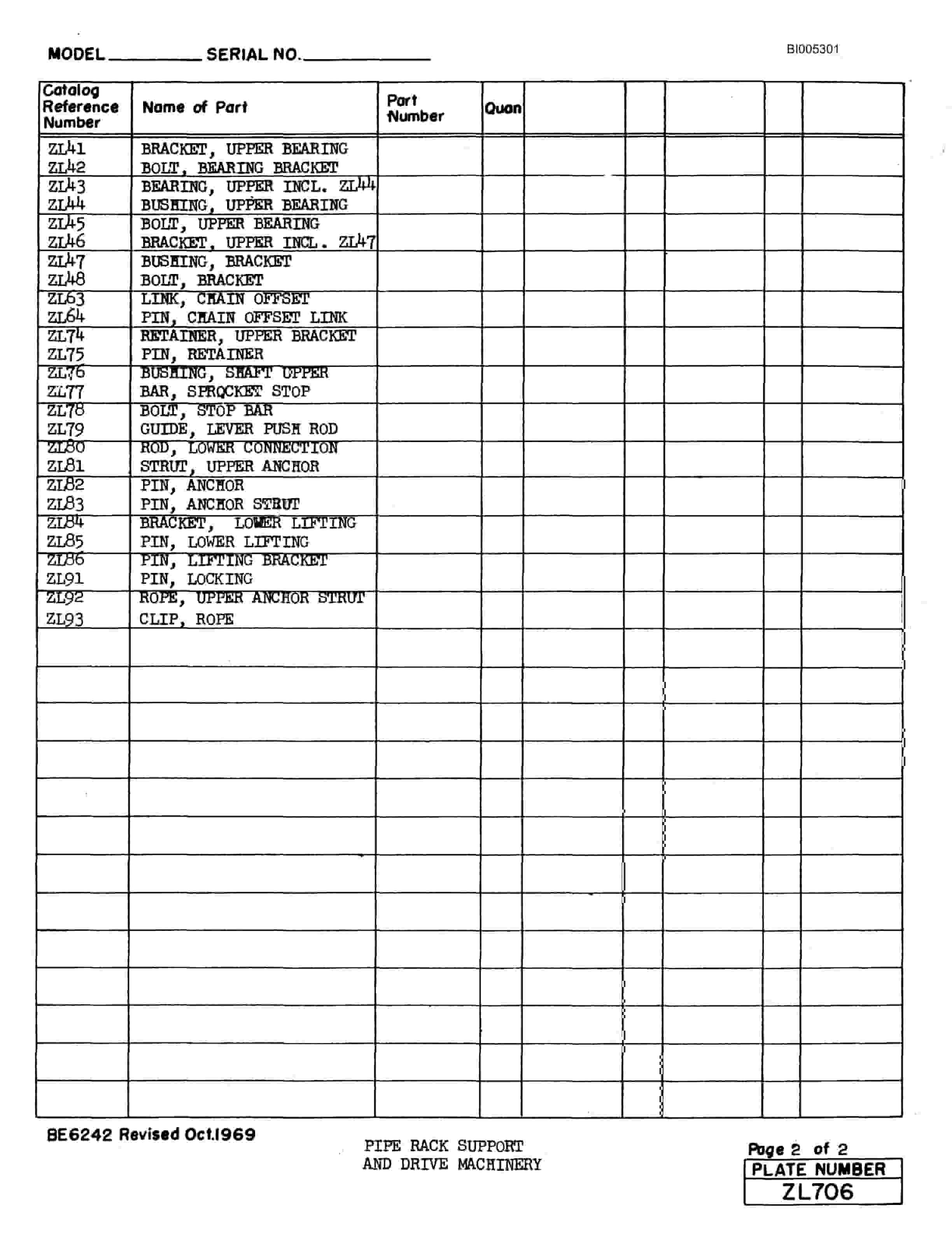 Bucyrus 50R Drill Parts Catalog BI005301-2
