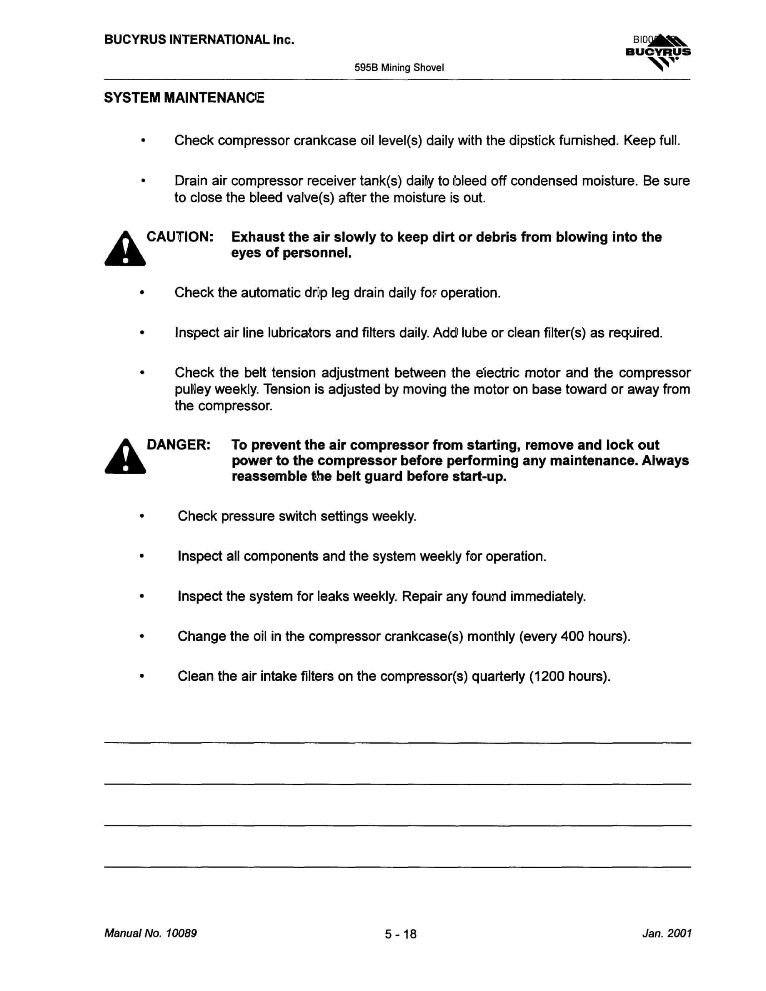 Bucyrus 595B Mining Shovle Electrical Technical Manual BI005218-3