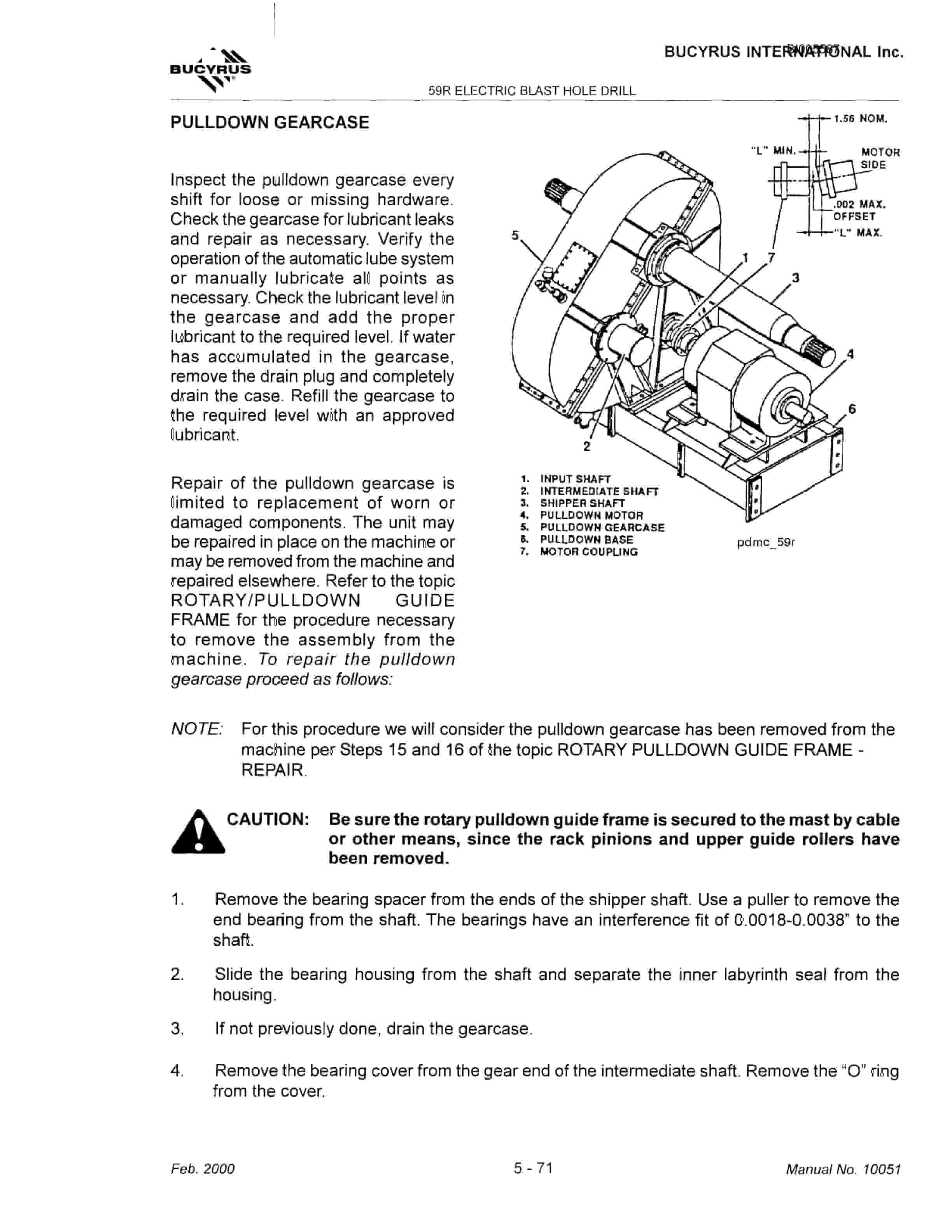Bucyrus 59R Electric Blast Hole Drill Technical Manual BI005587-4