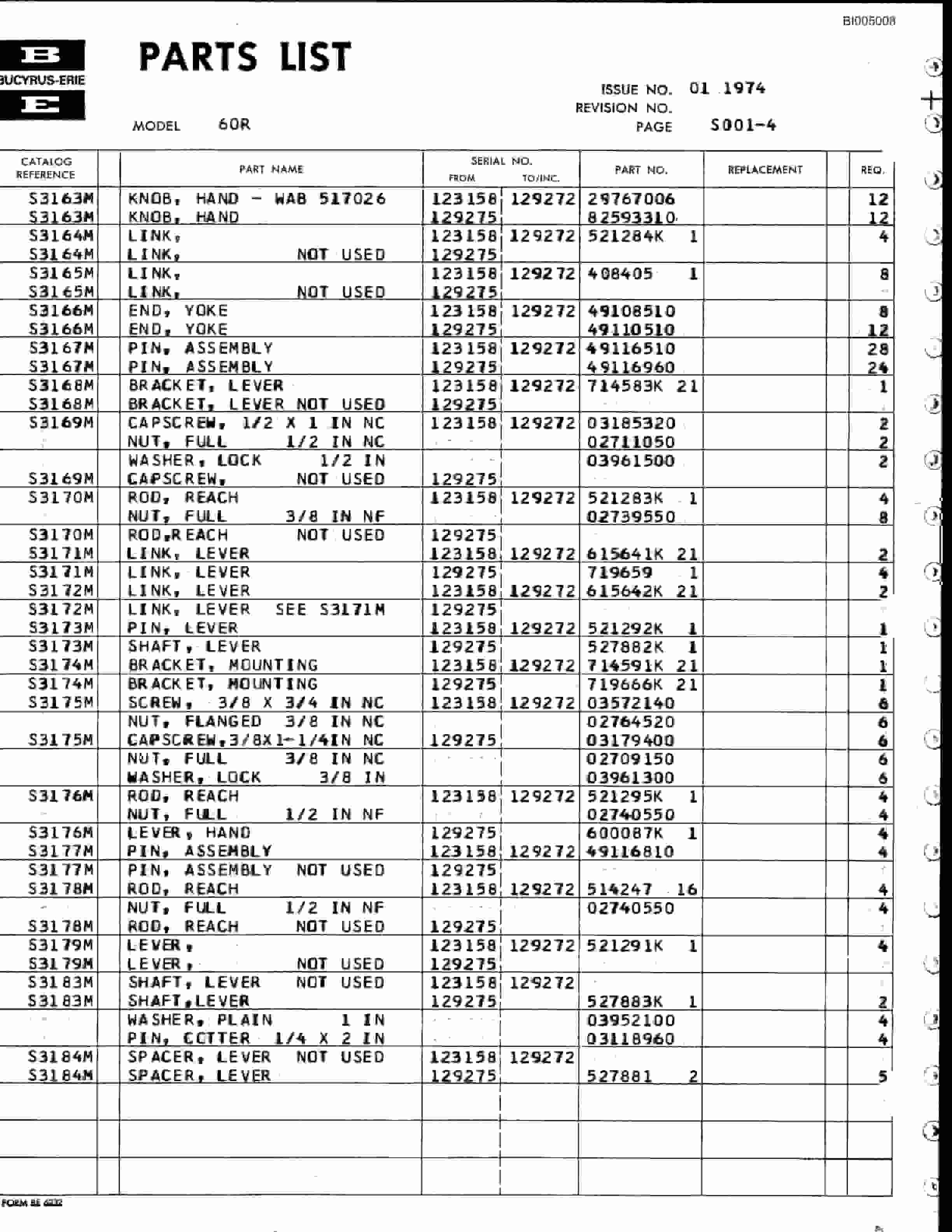 Bucyrus 60-R, 61-R Rotary Drill Parts Catalog BI005008-3