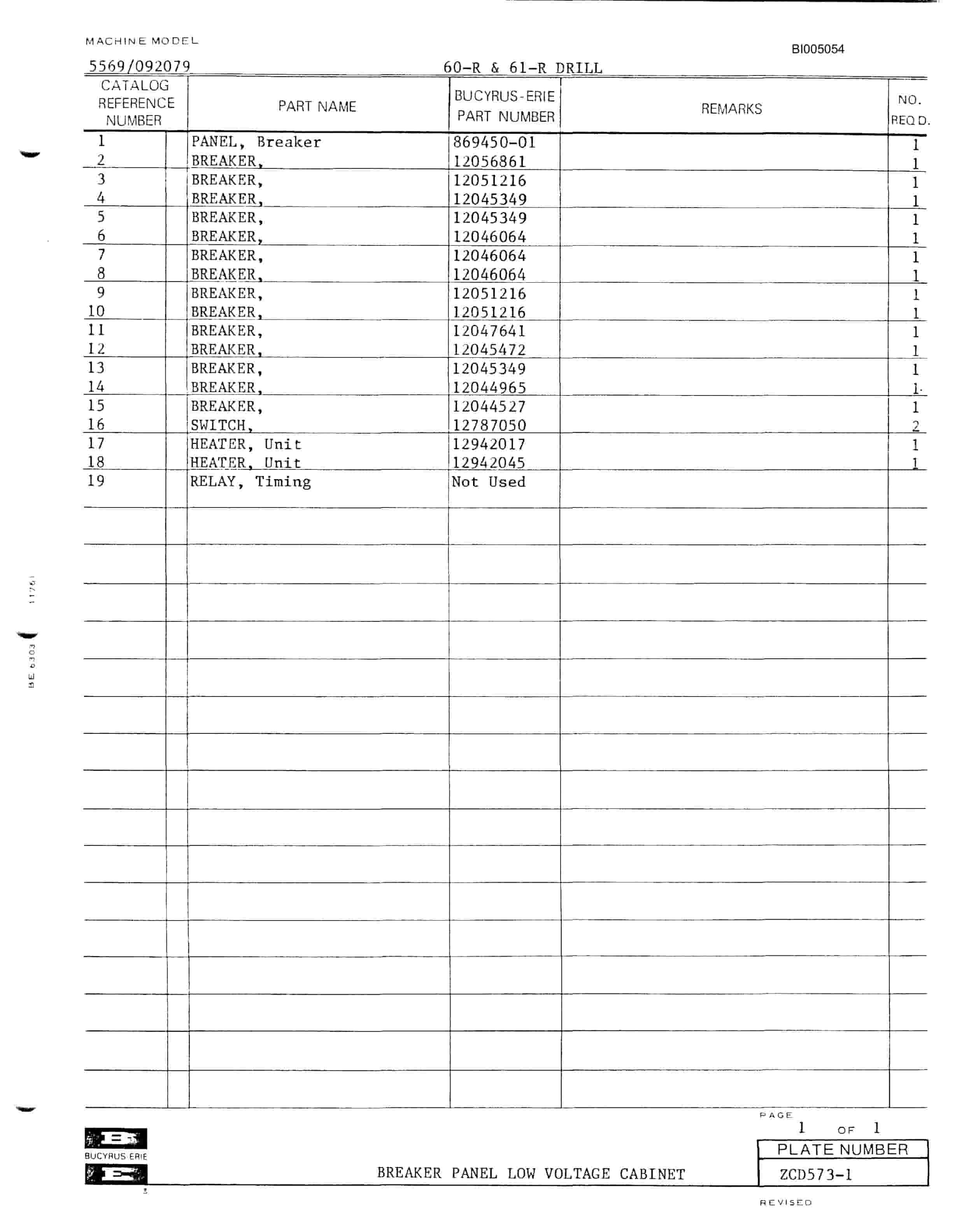Bucyrus 60-R, 61-R Rotary Drill Parts Catalog BI005054-5