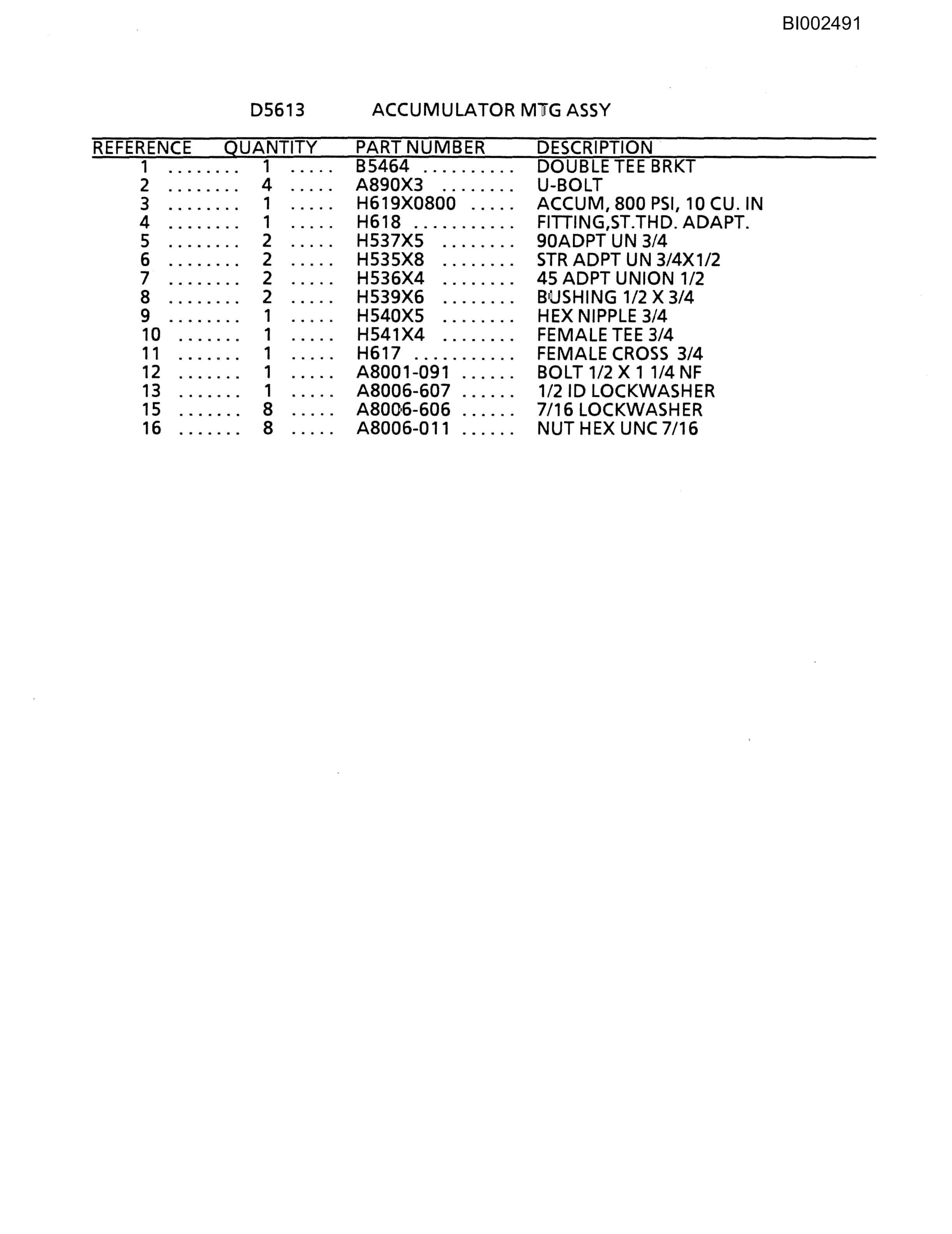 Bucyrus 601 Parts Catalog BI002491-5