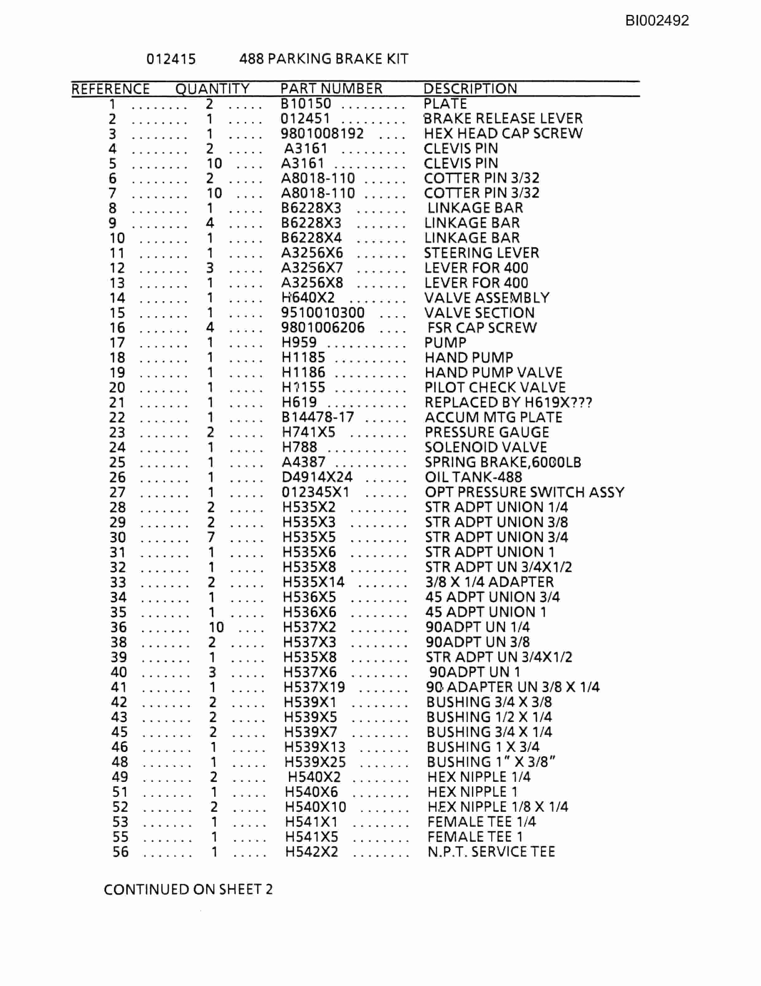 Bucyrus 602-1130 Parts Catalog BI002492-4