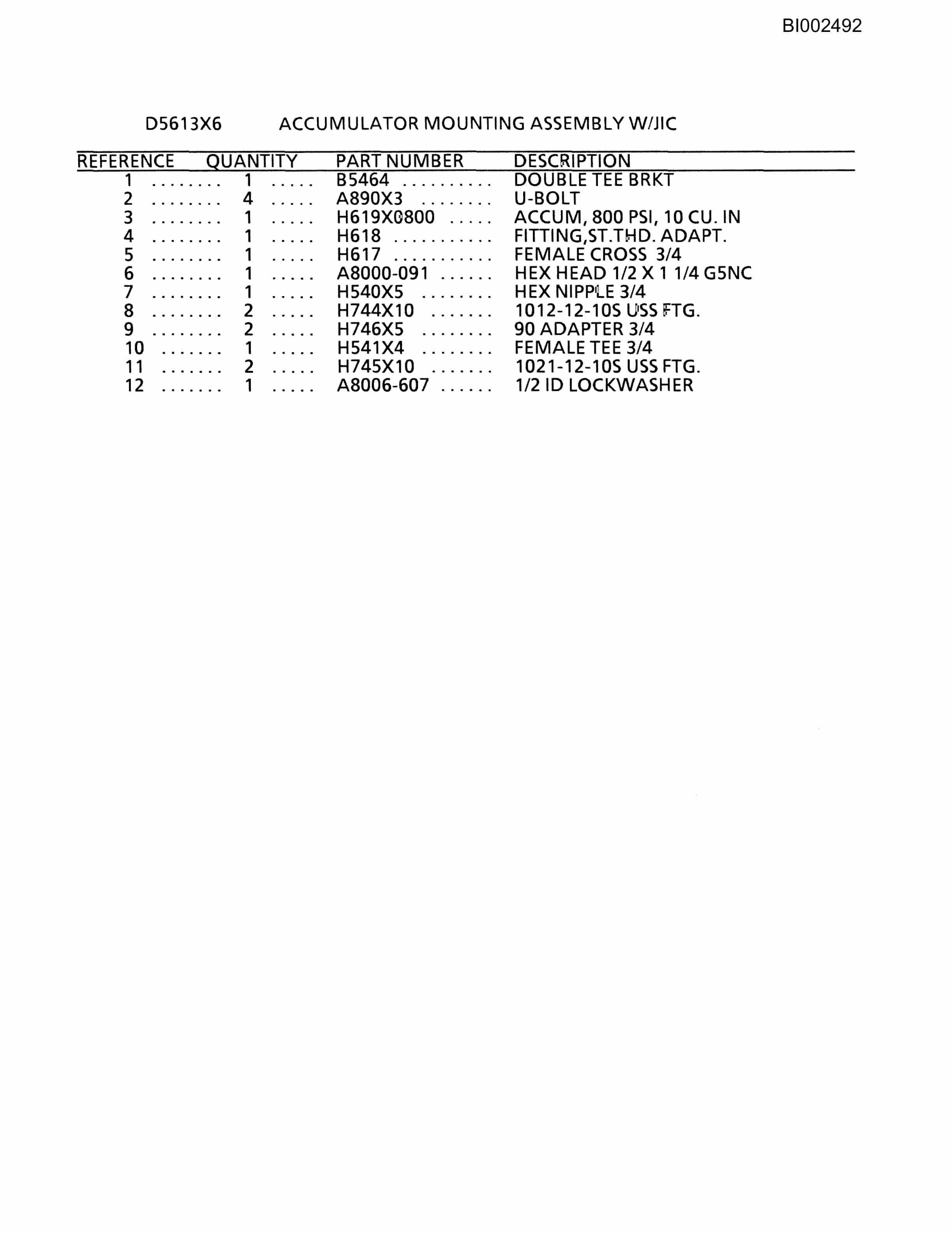 Bucyrus 602-1130 Parts Catalog BI002492-5