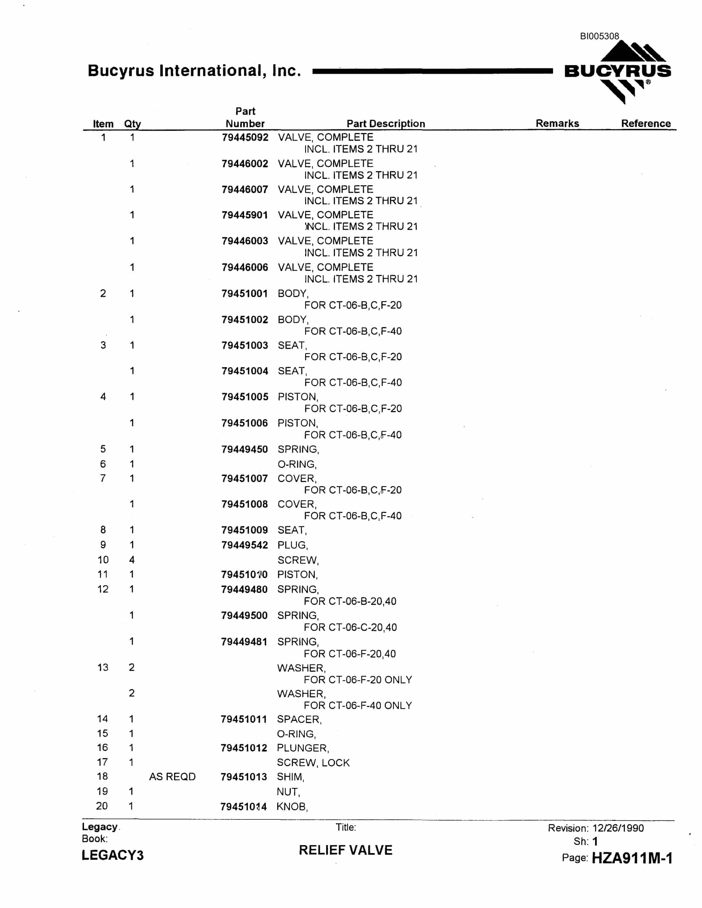 Bucyrus 60R Drill Parts Catalog BI005308-3