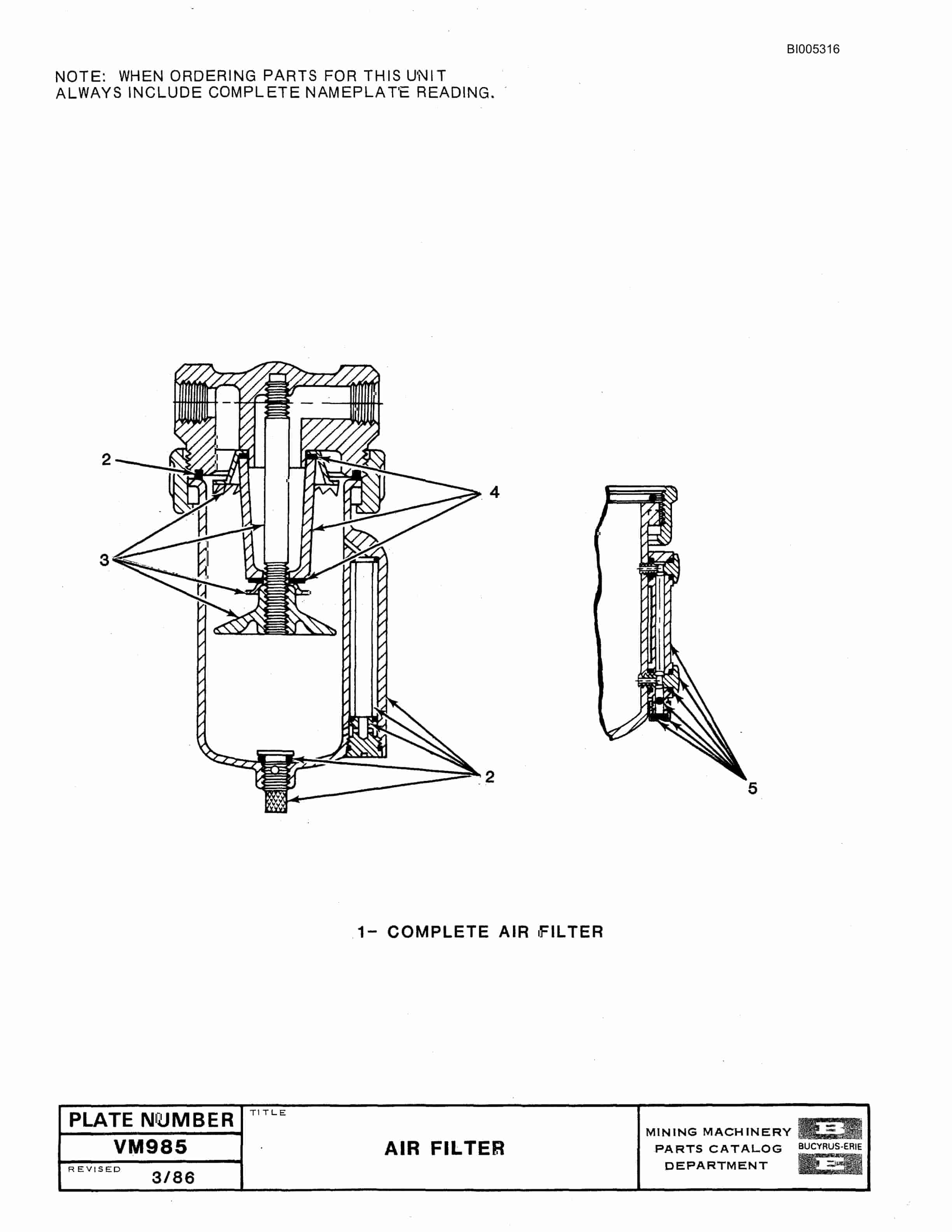 Bucyrus 60R Drill Parts Catalog BI005316-3