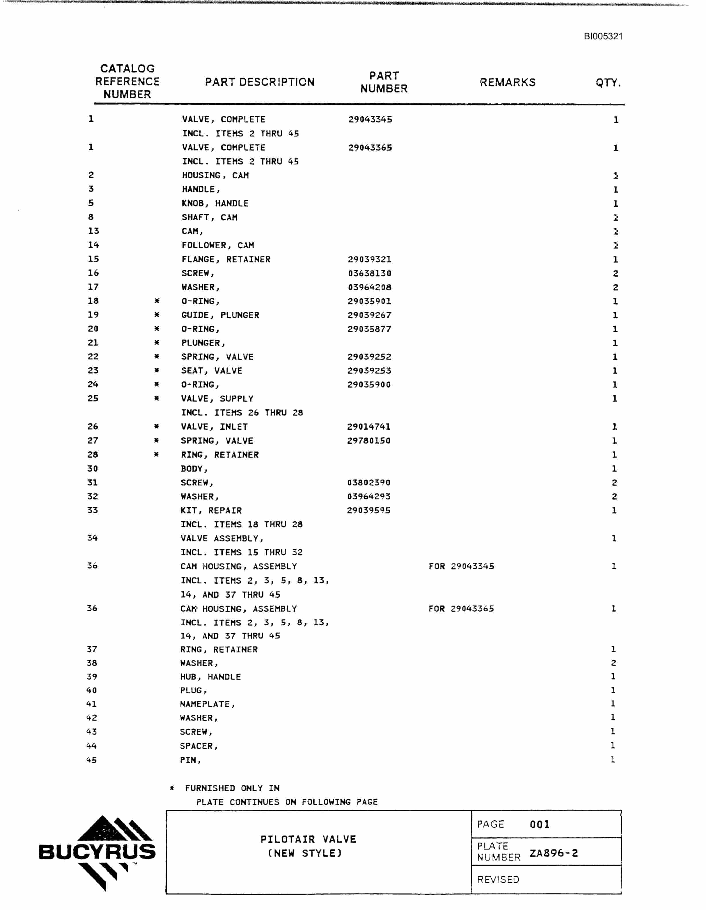 Bucyrus 61R Electric Blast Hole Drill Parts Catalog BI005321-2