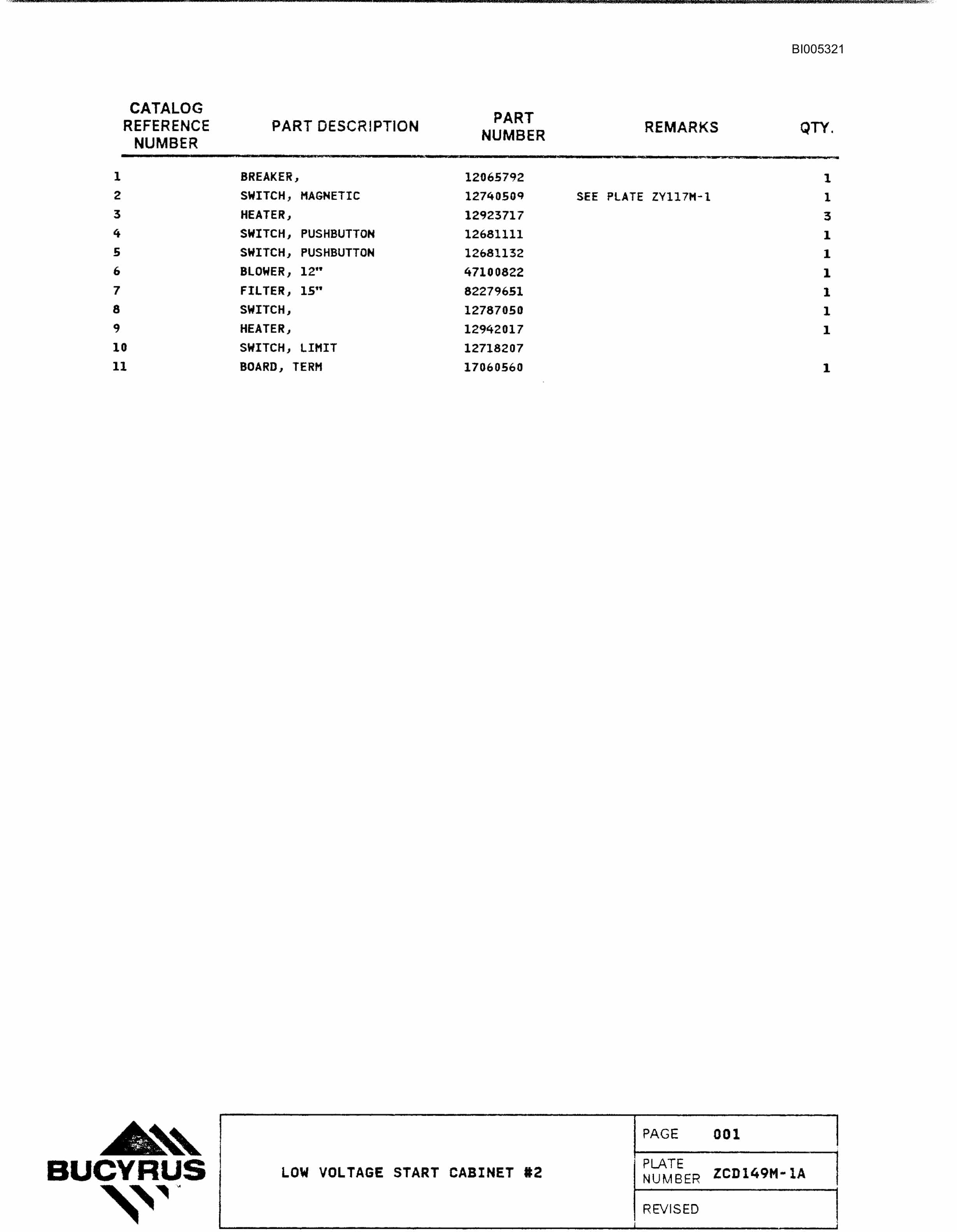 Bucyrus 61R Electric Blast Hole Drill Parts Catalog BI005321-4