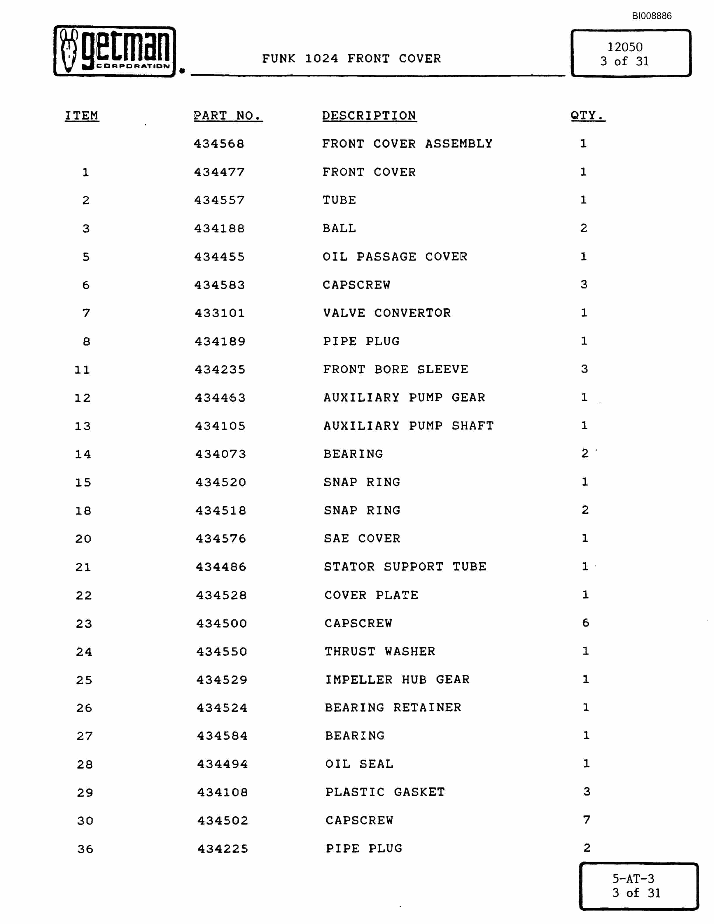 Bucyrus 640 DJC-GD Parts Catalog BI008886-3