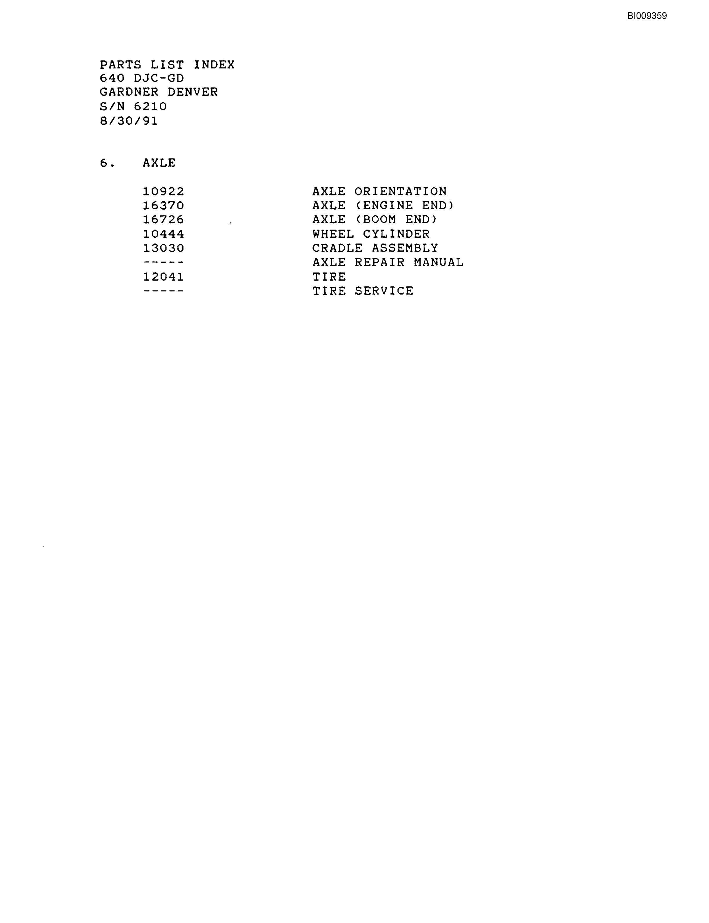 Bucyrus 640 DJC-GD Parts Catalog BI009359-4