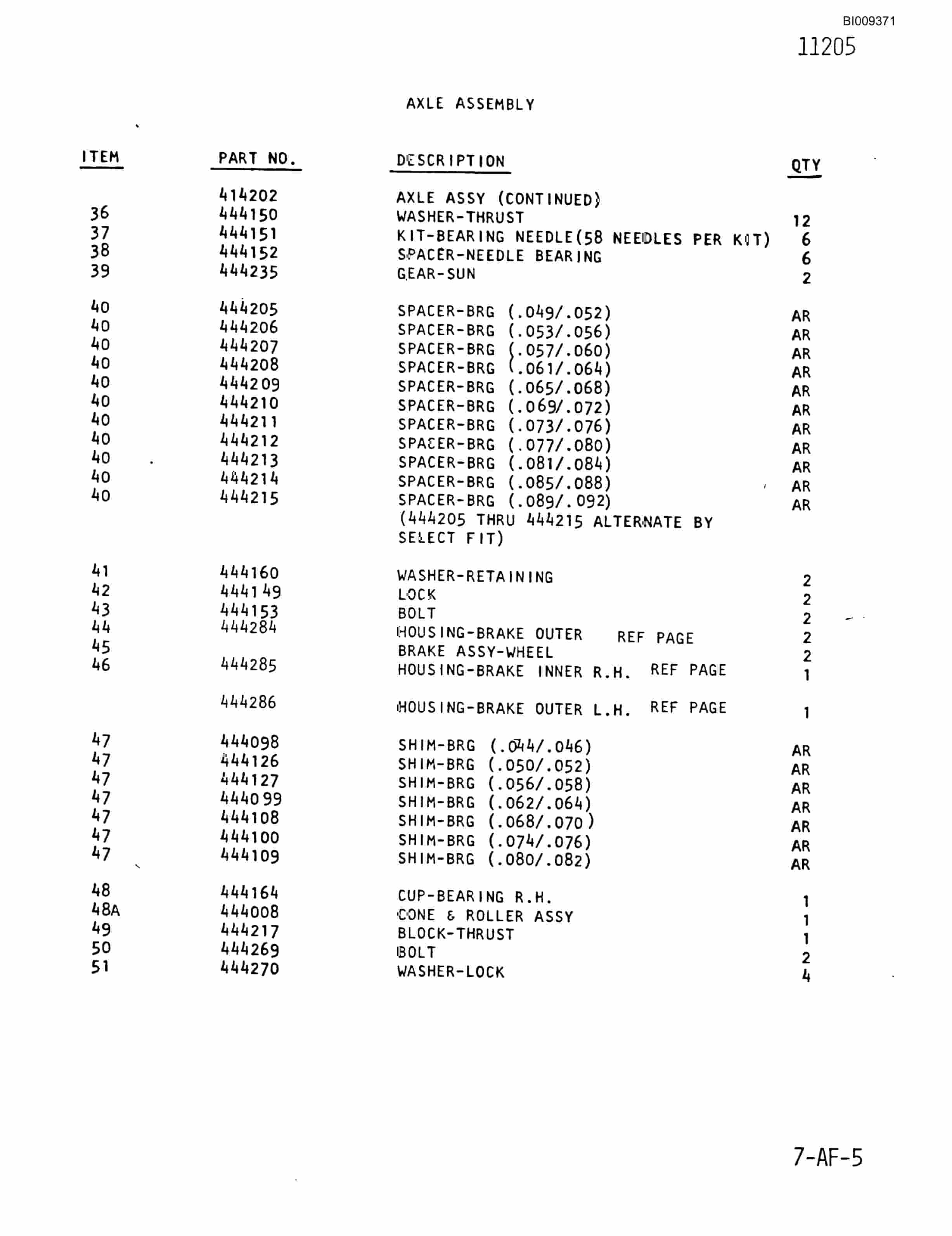 Bucyrus 640 DJC-GD Parts Catalog BI009371-5
