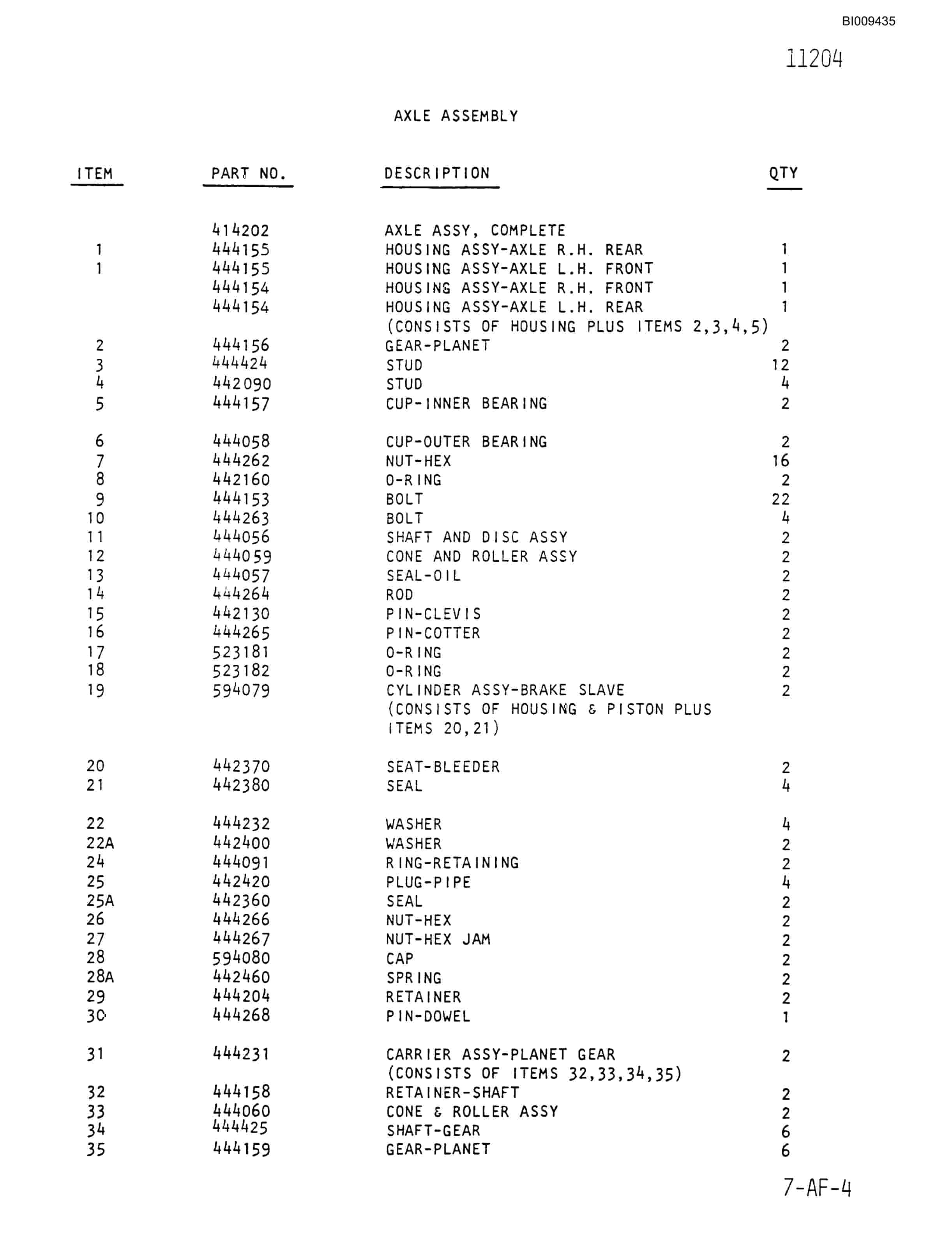 Bucyrus 640 DJC-GD Parts Catalog BI009435-5