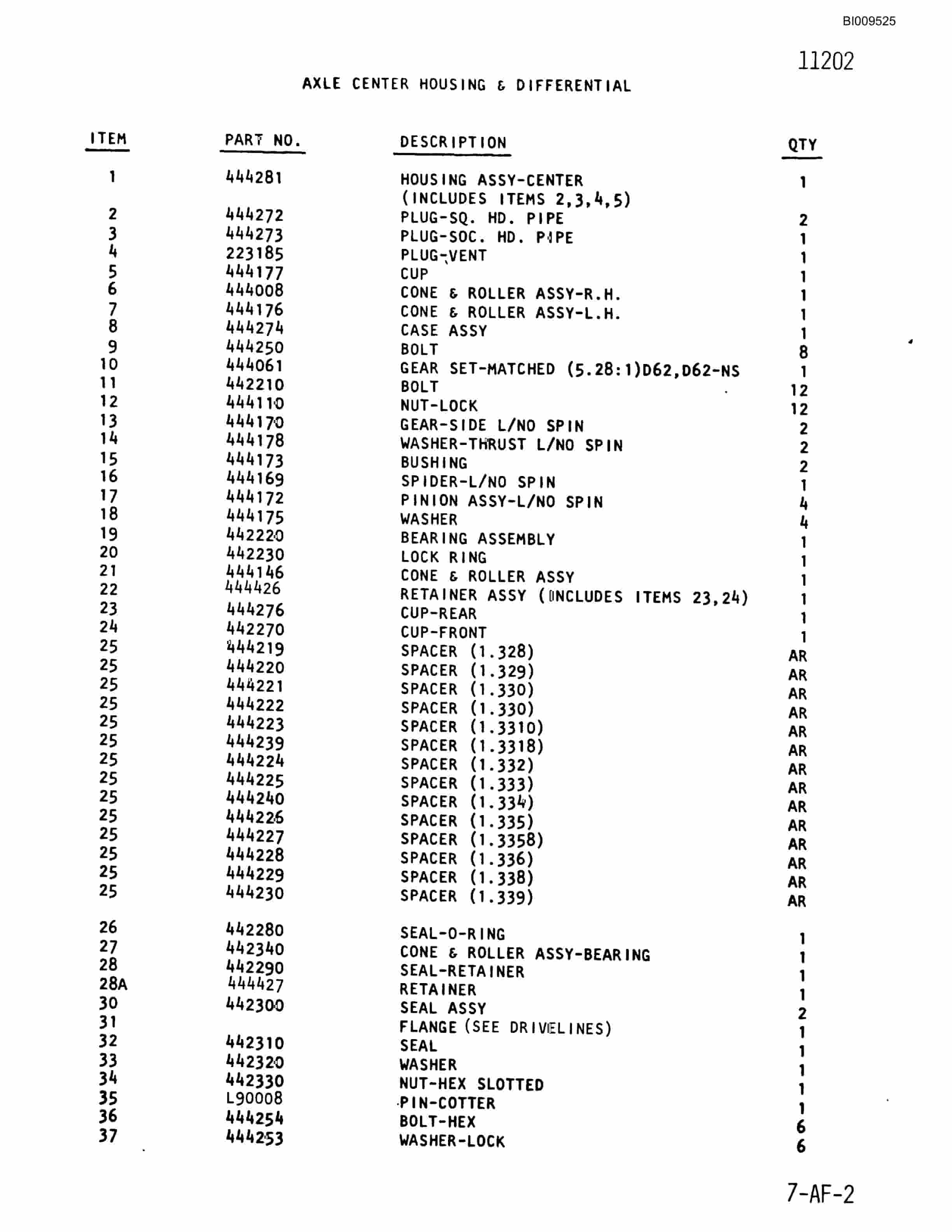 Bucyrus 640 DJC-GD Parts Catalog BI009525-3