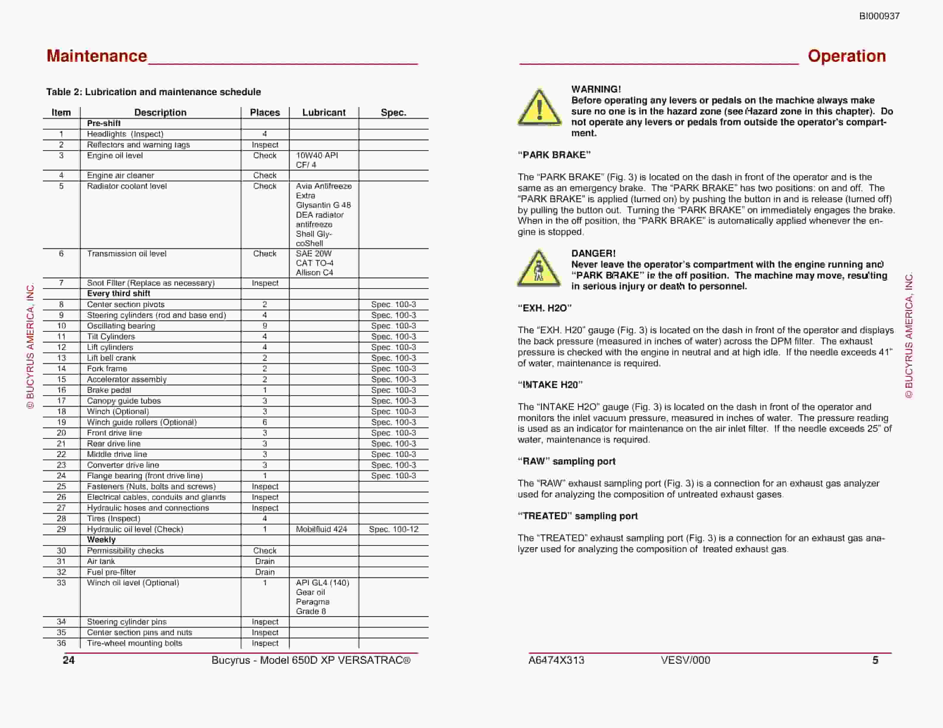 Bucyrus 650D-XP Versatrac General Start-up And Operating Instructions BI000937-2