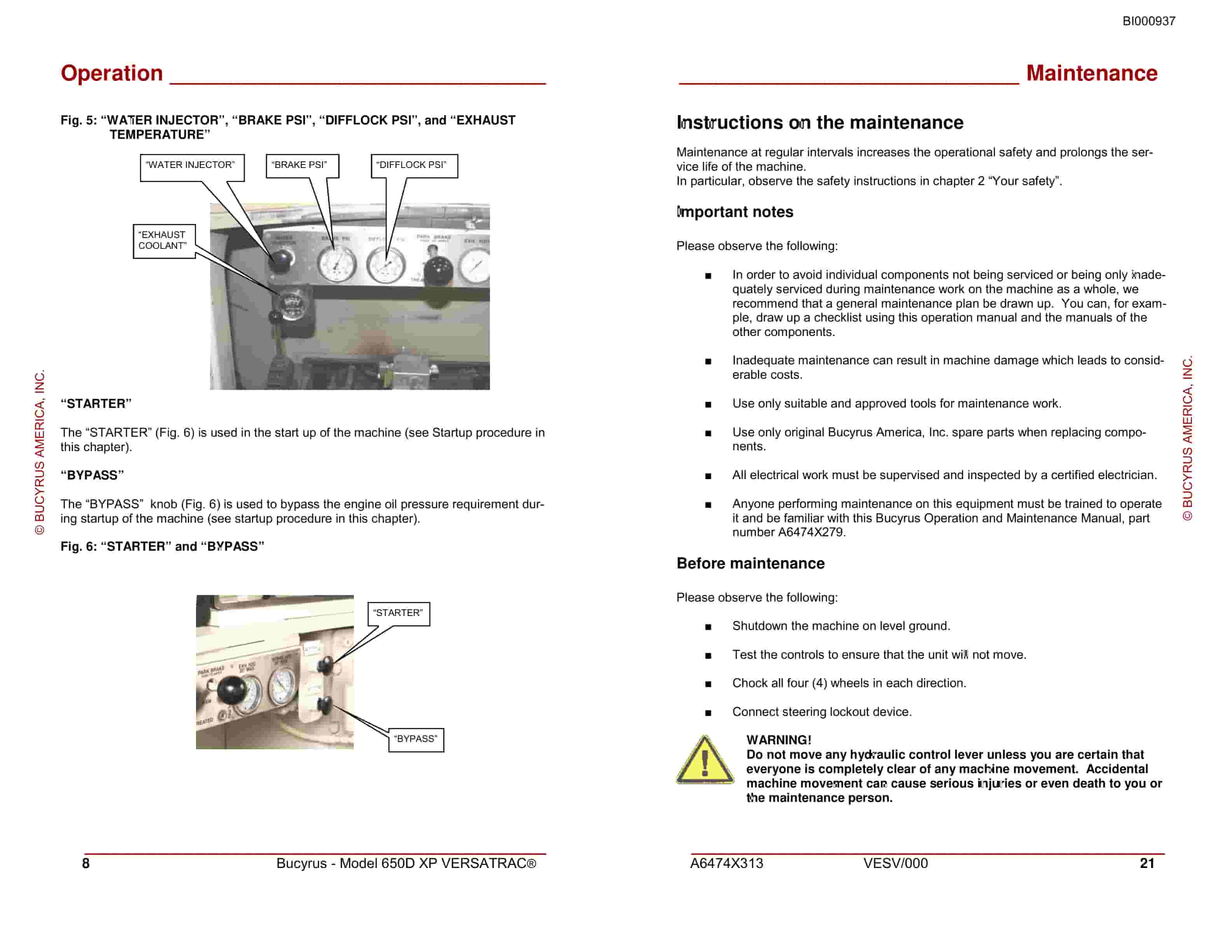 Bucyrus 650D-XP Versatrac General Start-up And Operating Instructions BI000937-3