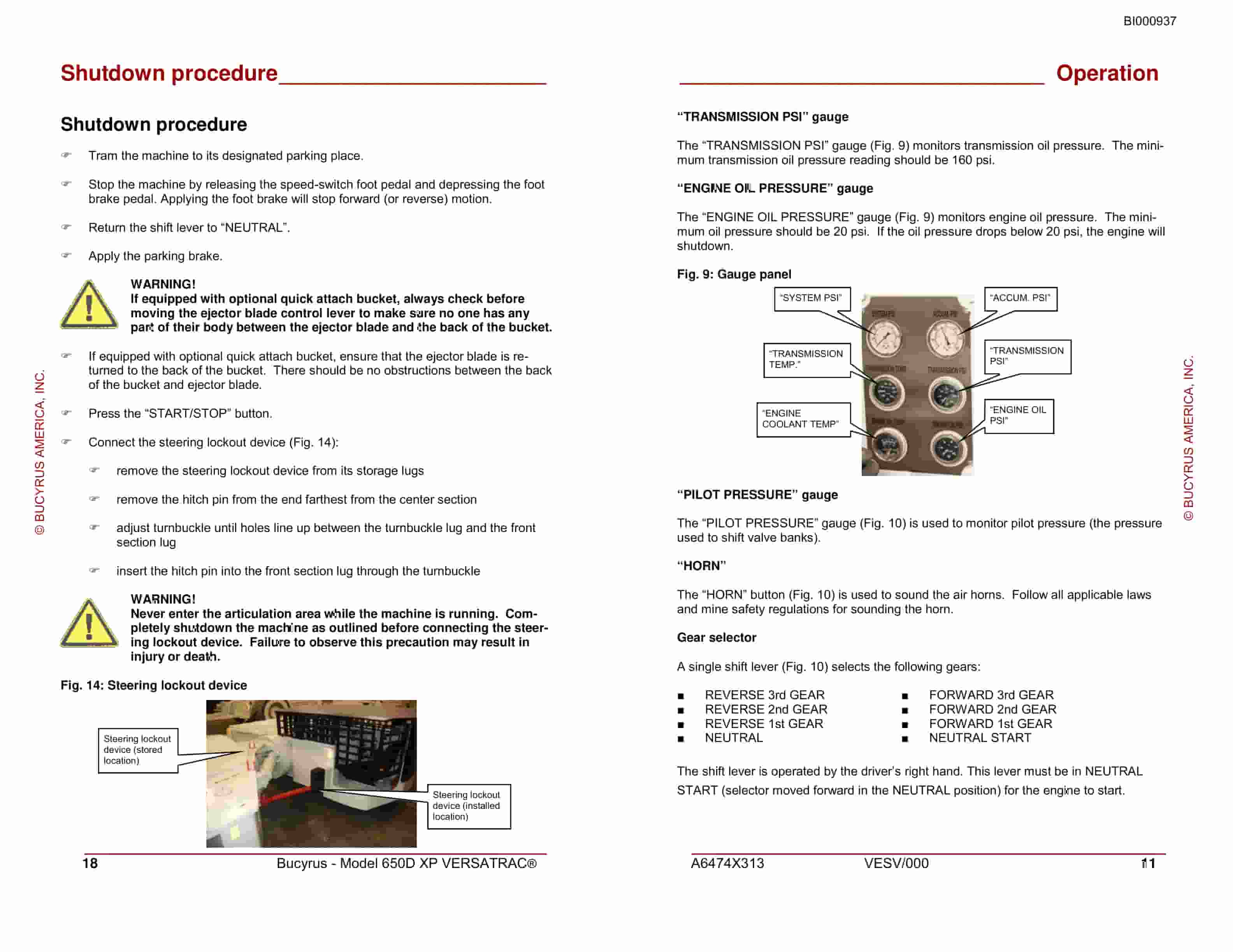 Bucyrus 650D-XP Versatrac General Start-up And Operating Instructions BI000937-5