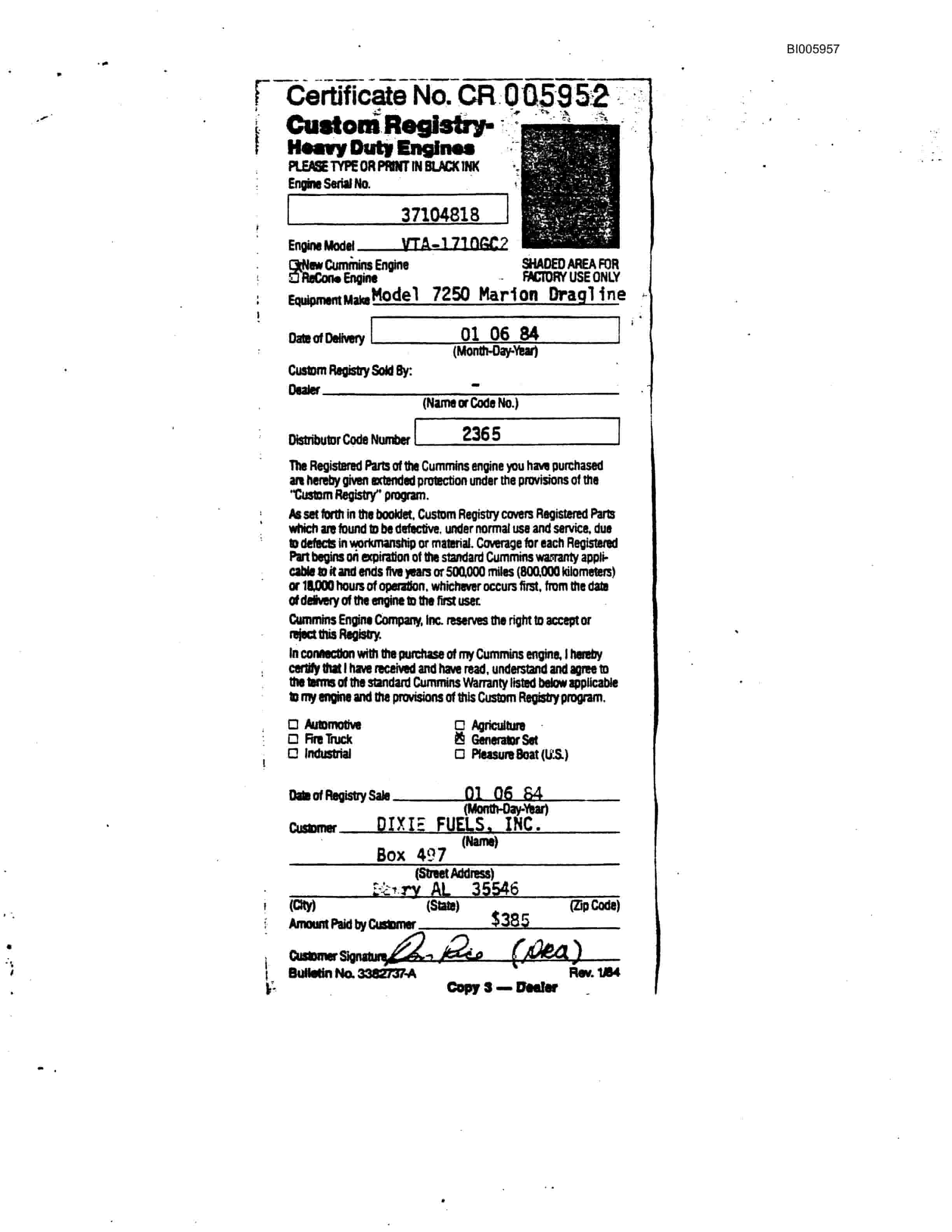 Bucyrus 7250 Walking Dragline Technical Manual BI005957-4