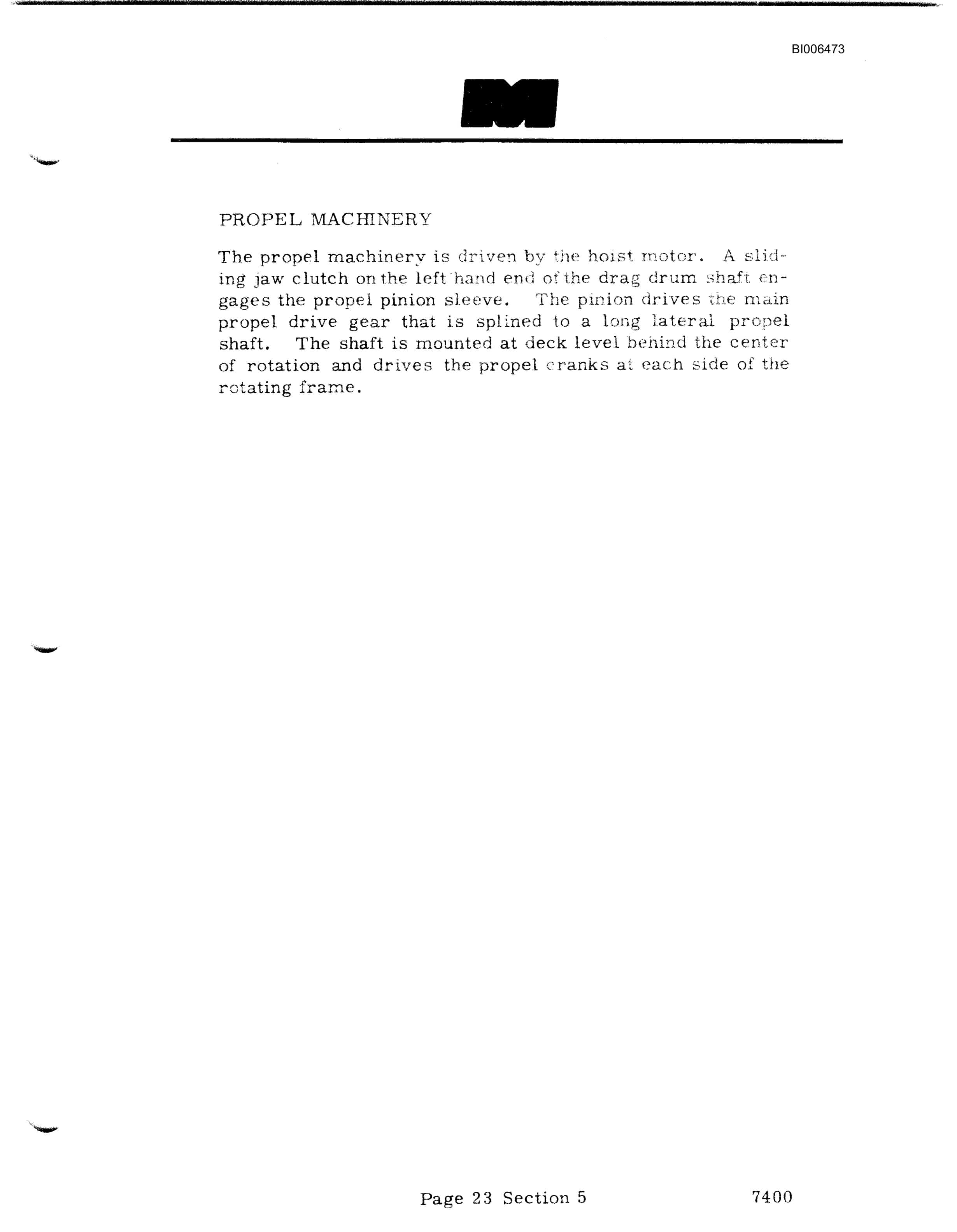 Bucyrus 7400 Dragline Technical Manual BI006473-2