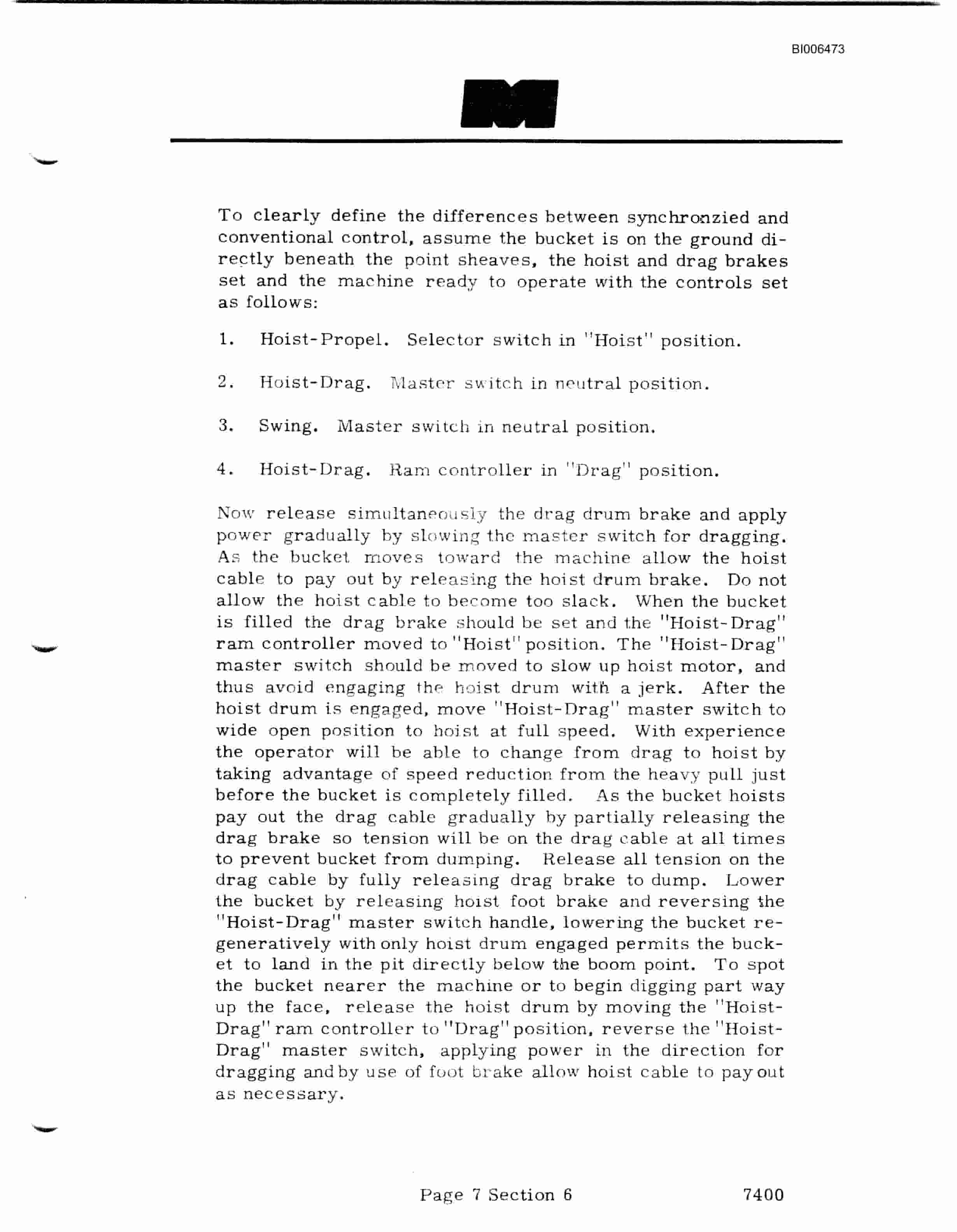 Bucyrus 7400 Dragline Technical Manual BI006473-3