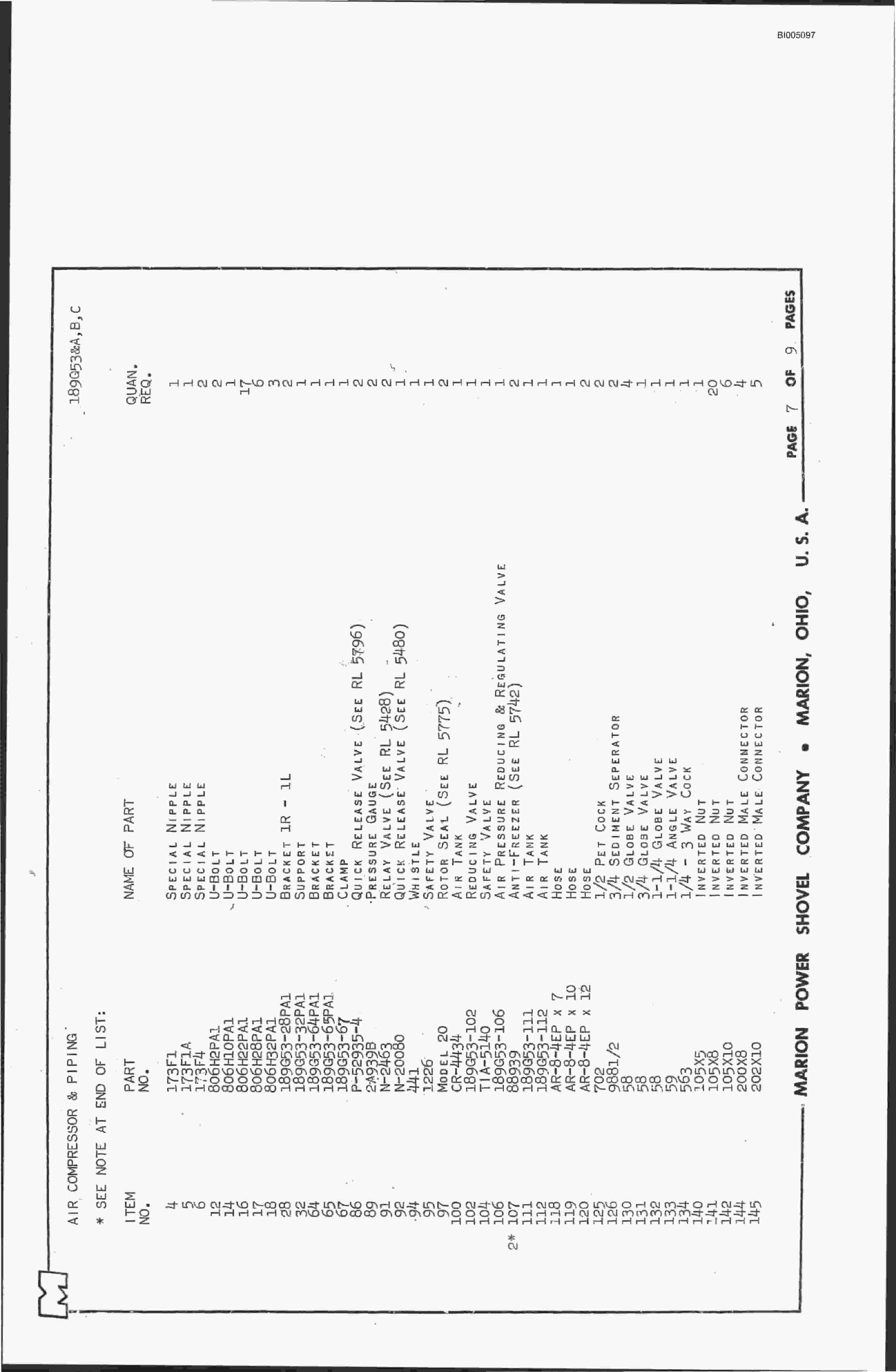 Bucyrus 7400 Parts Catalog BI005097-4