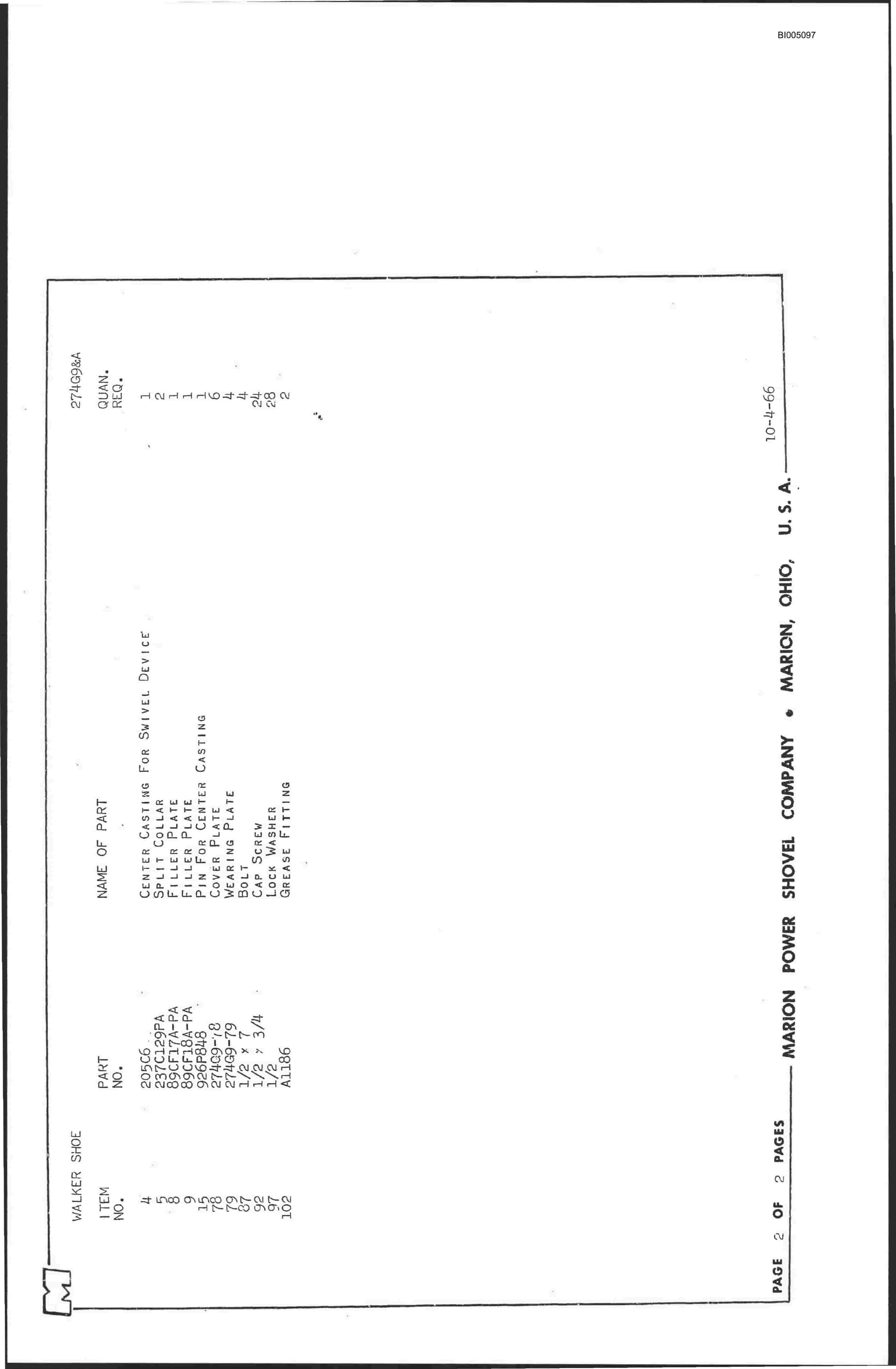 Bucyrus 7400 Parts Catalog BI005097-5