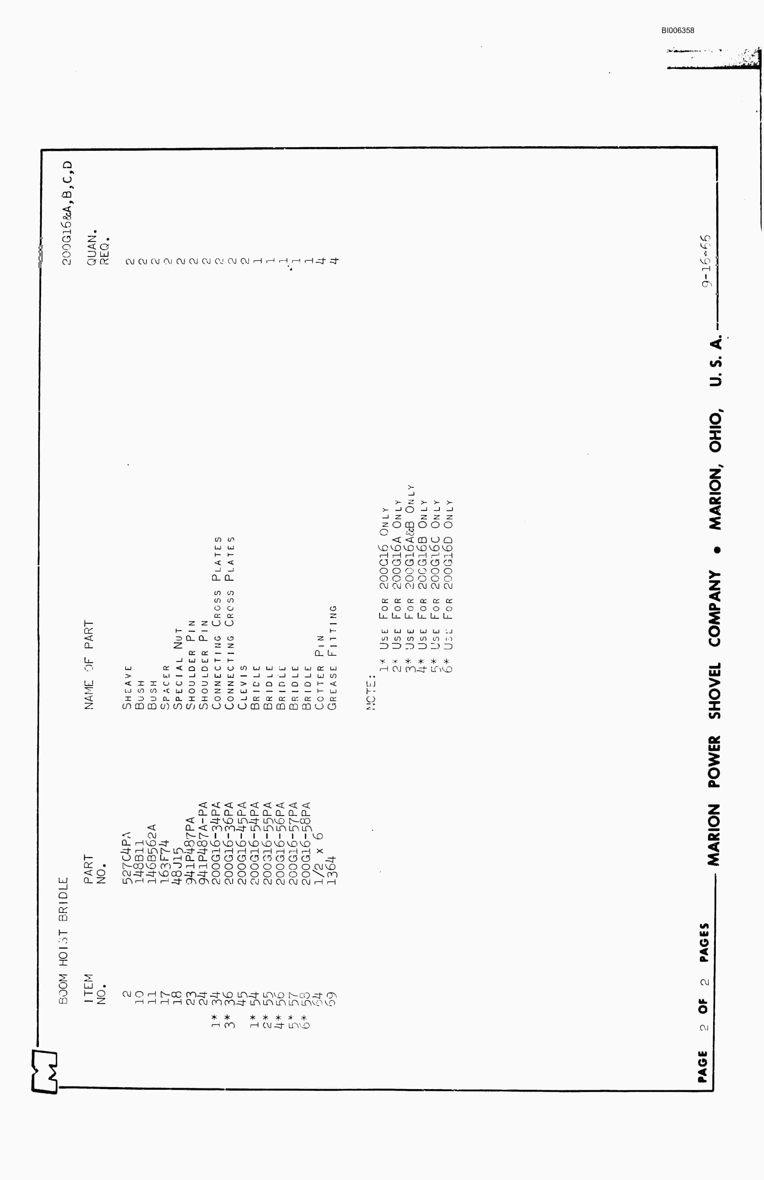 Bucyrus 7400 Parts Catalog BI006358-4