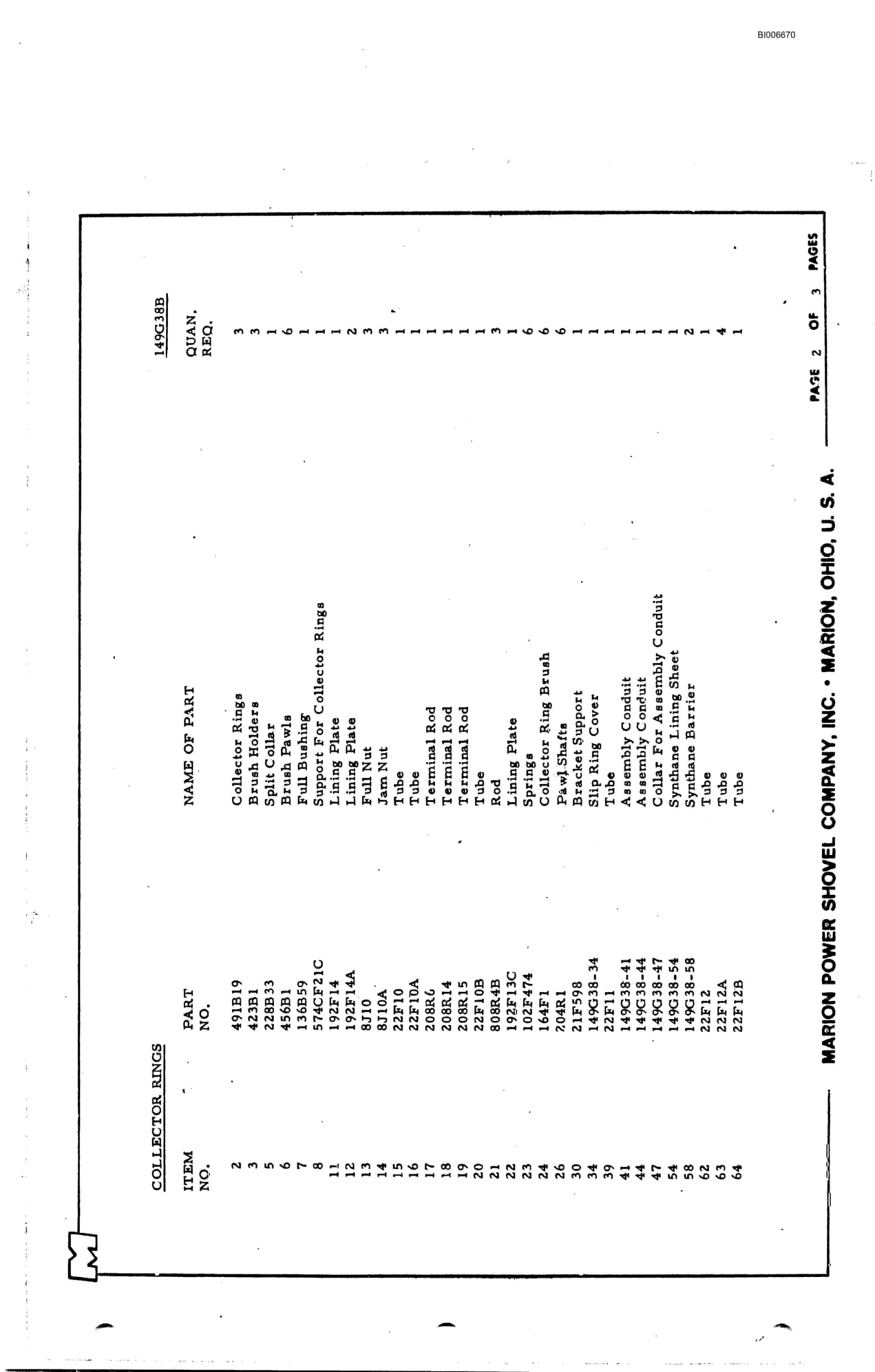 Bucyrus 7400 Parts Catalog BI006670-4