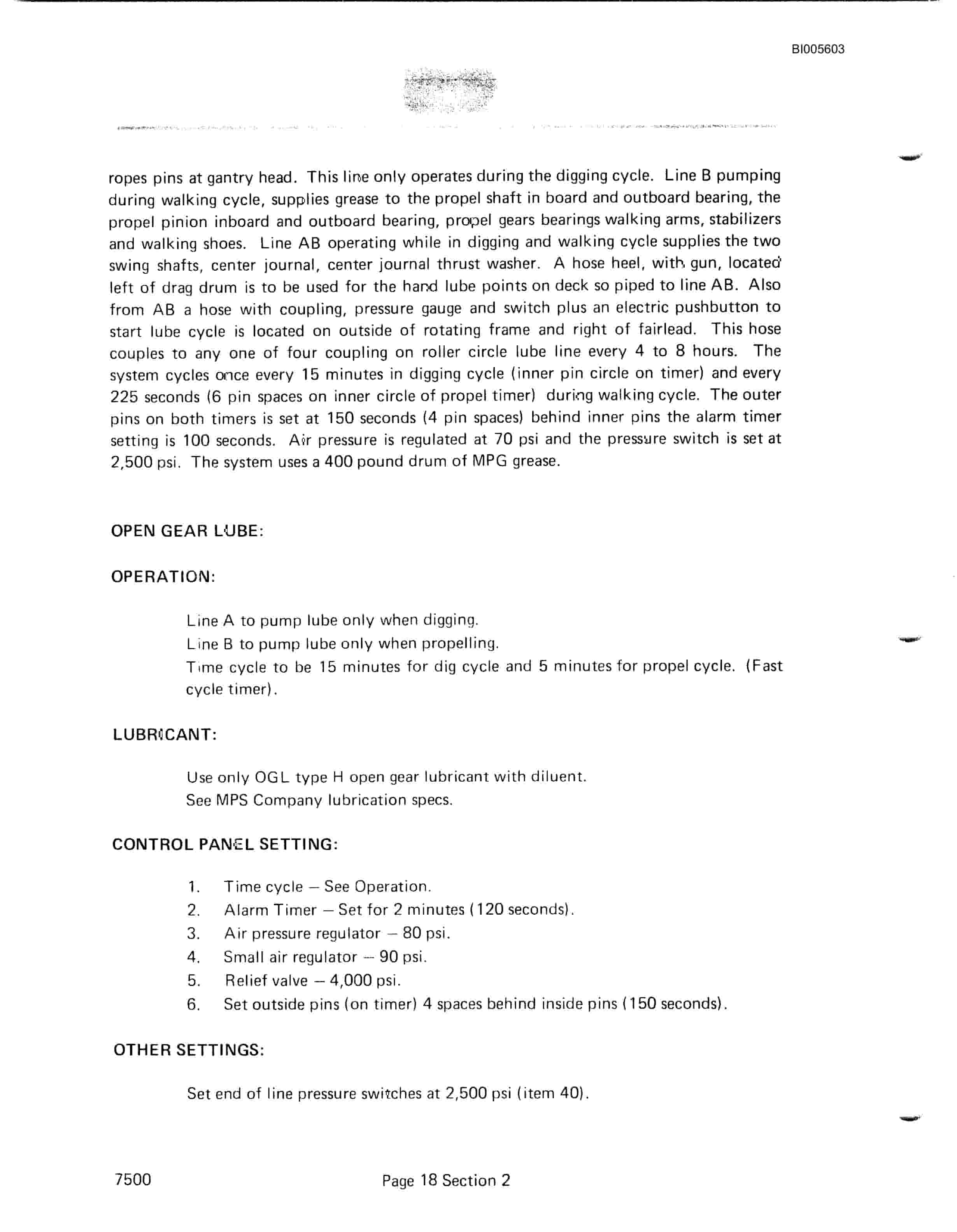 Bucyrus 7500 Dragline Technical Manual BI005603-3