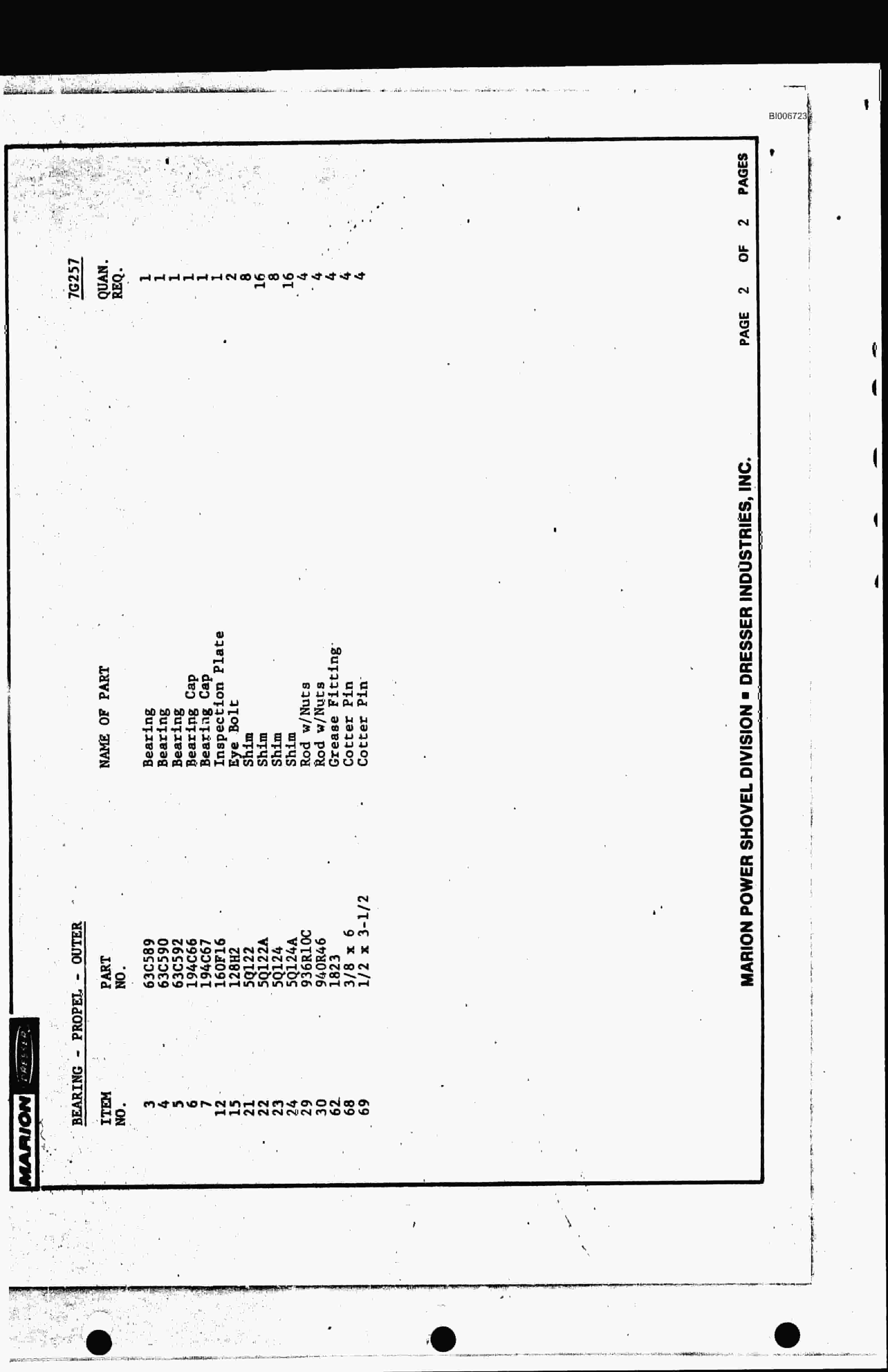 Bucyrus 7500 Parts Catalog BI006723-2
