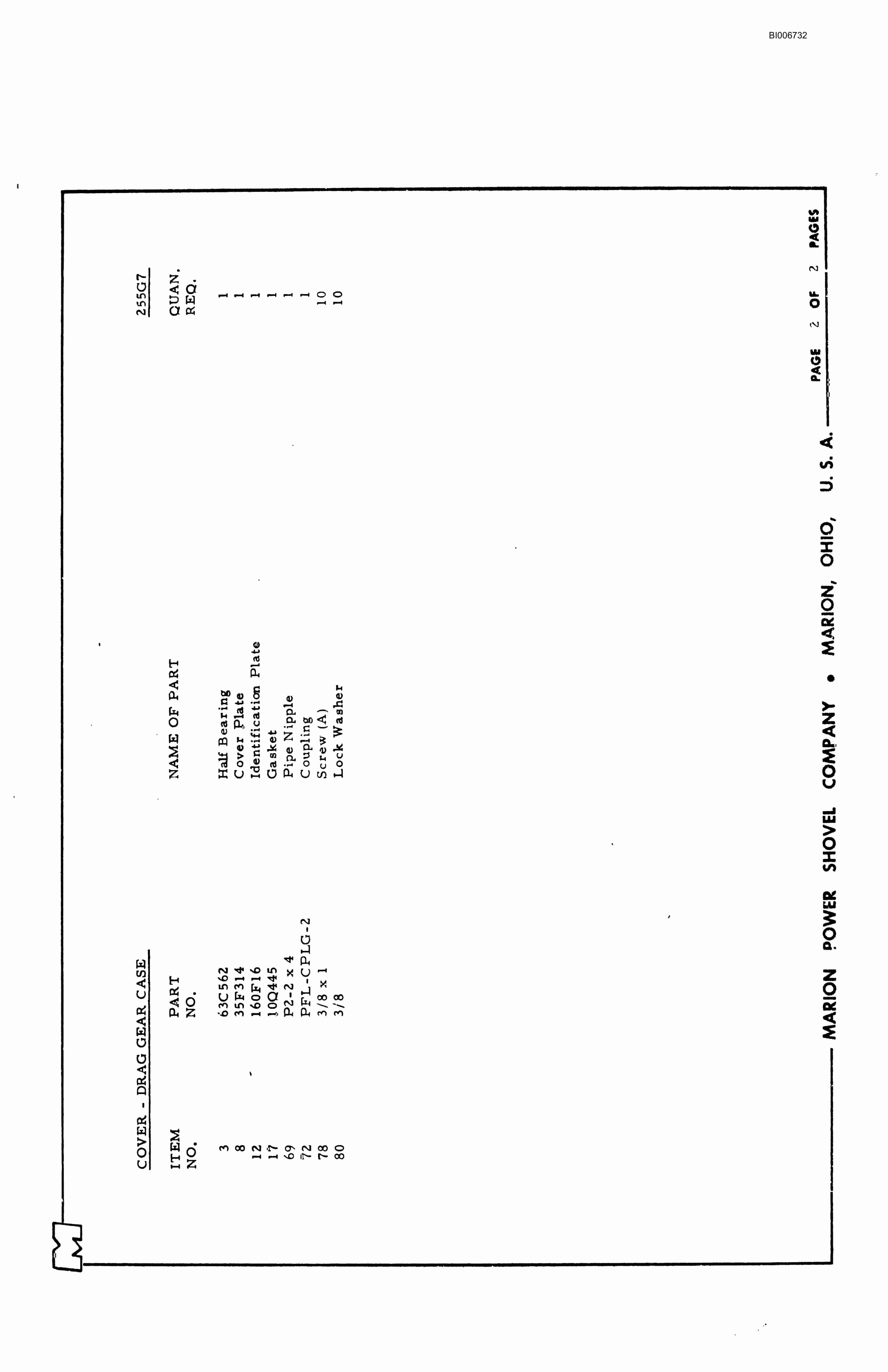 Bucyrus 7500 Parts Catalog BI006732-4