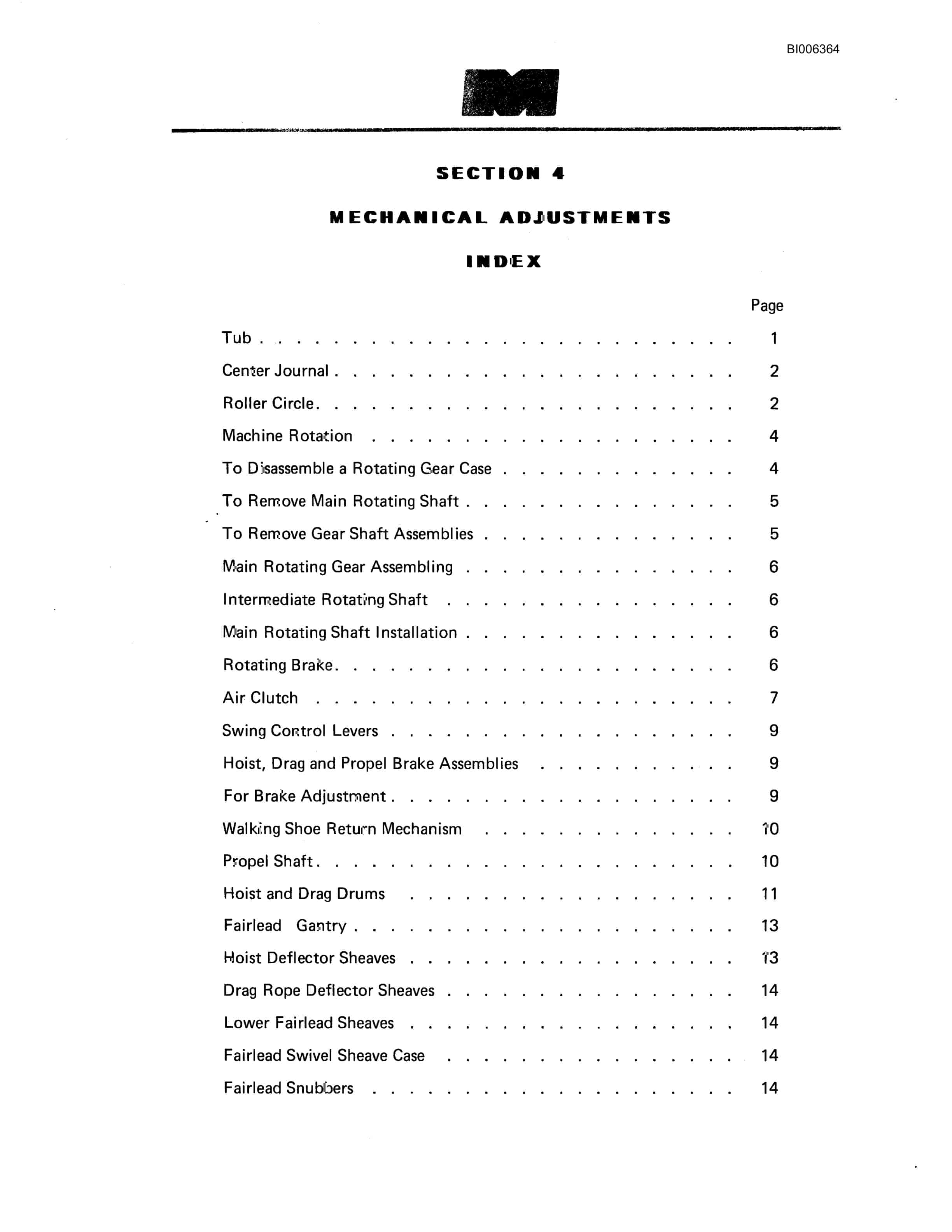 Bucyrus 7620 Dragline Technical Manual BI006364-4