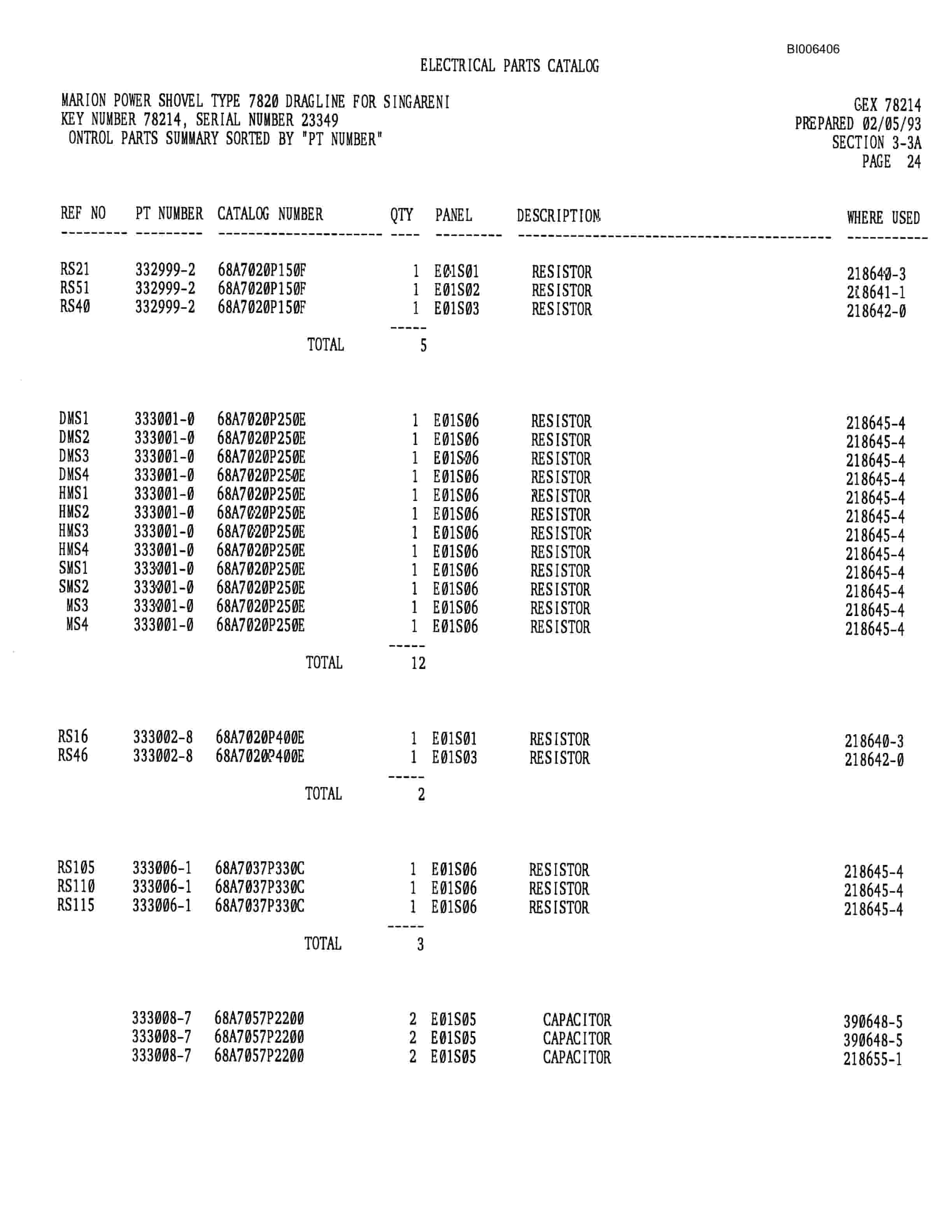 Bucyrus 7820 Dragline Parts Catalog BI006406-4