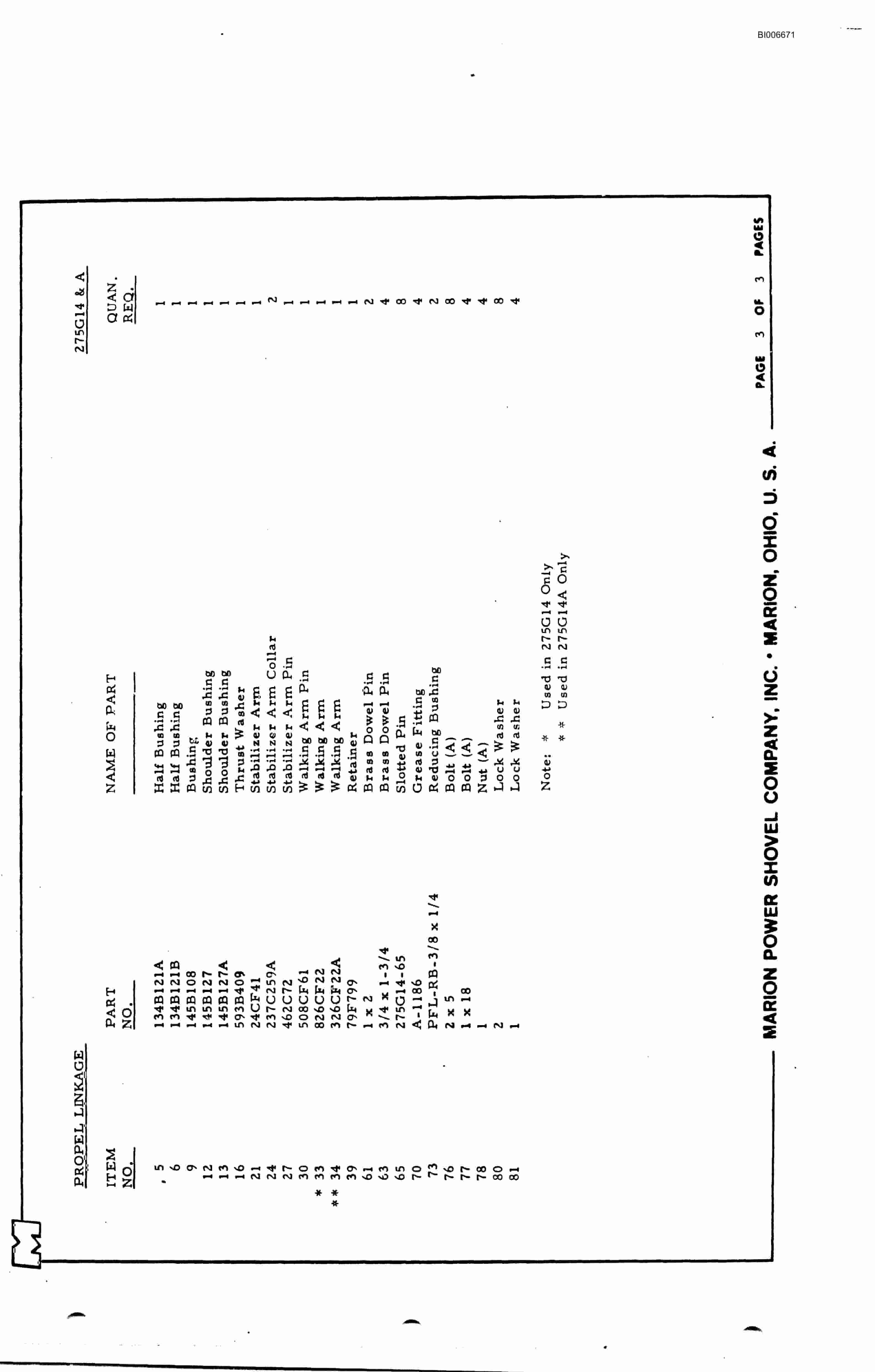 Bucyrus 7820 Parts Catalog BI006671-5