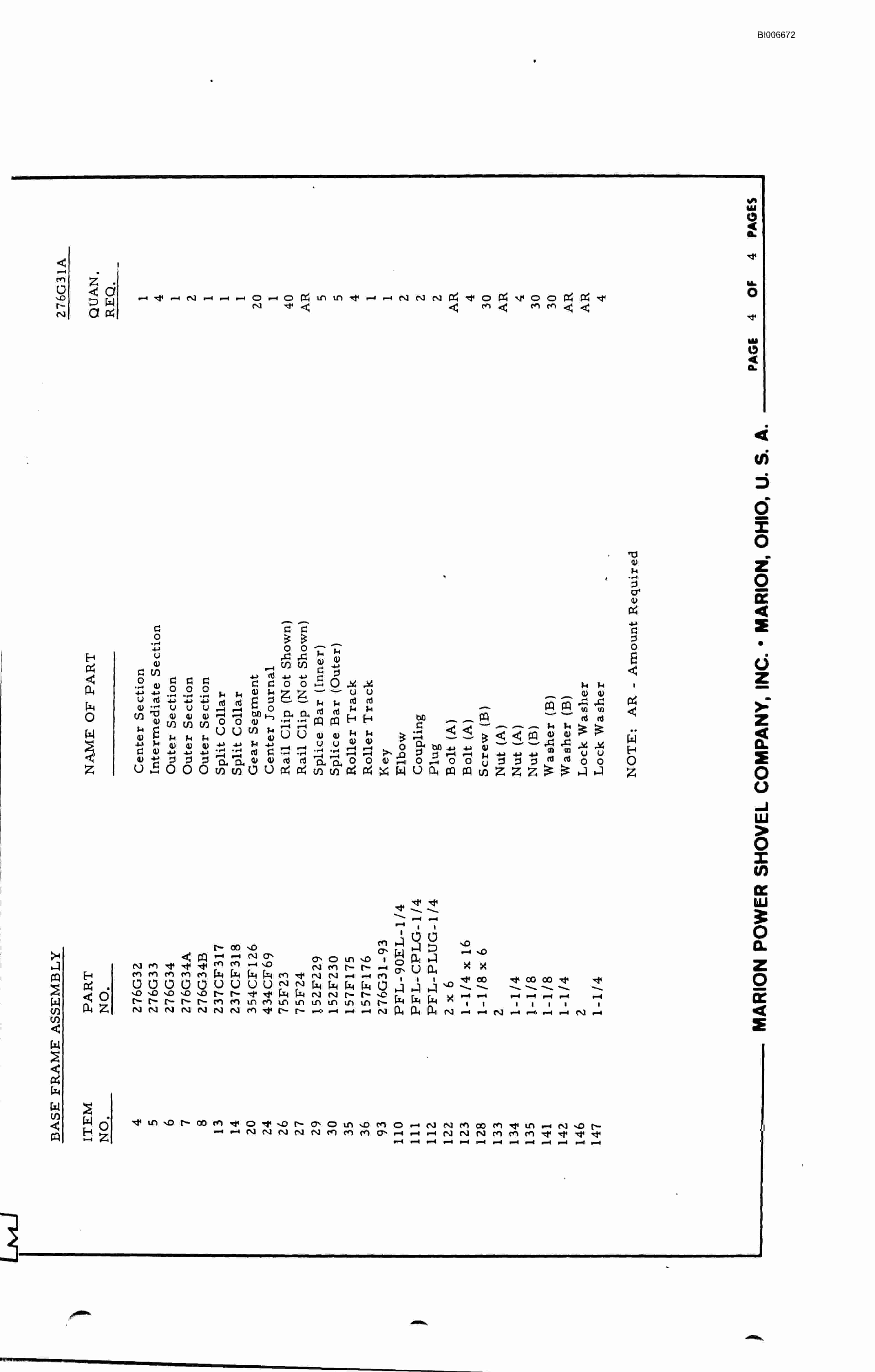 Bucyrus 7820 Parts Catalog BI006672-5