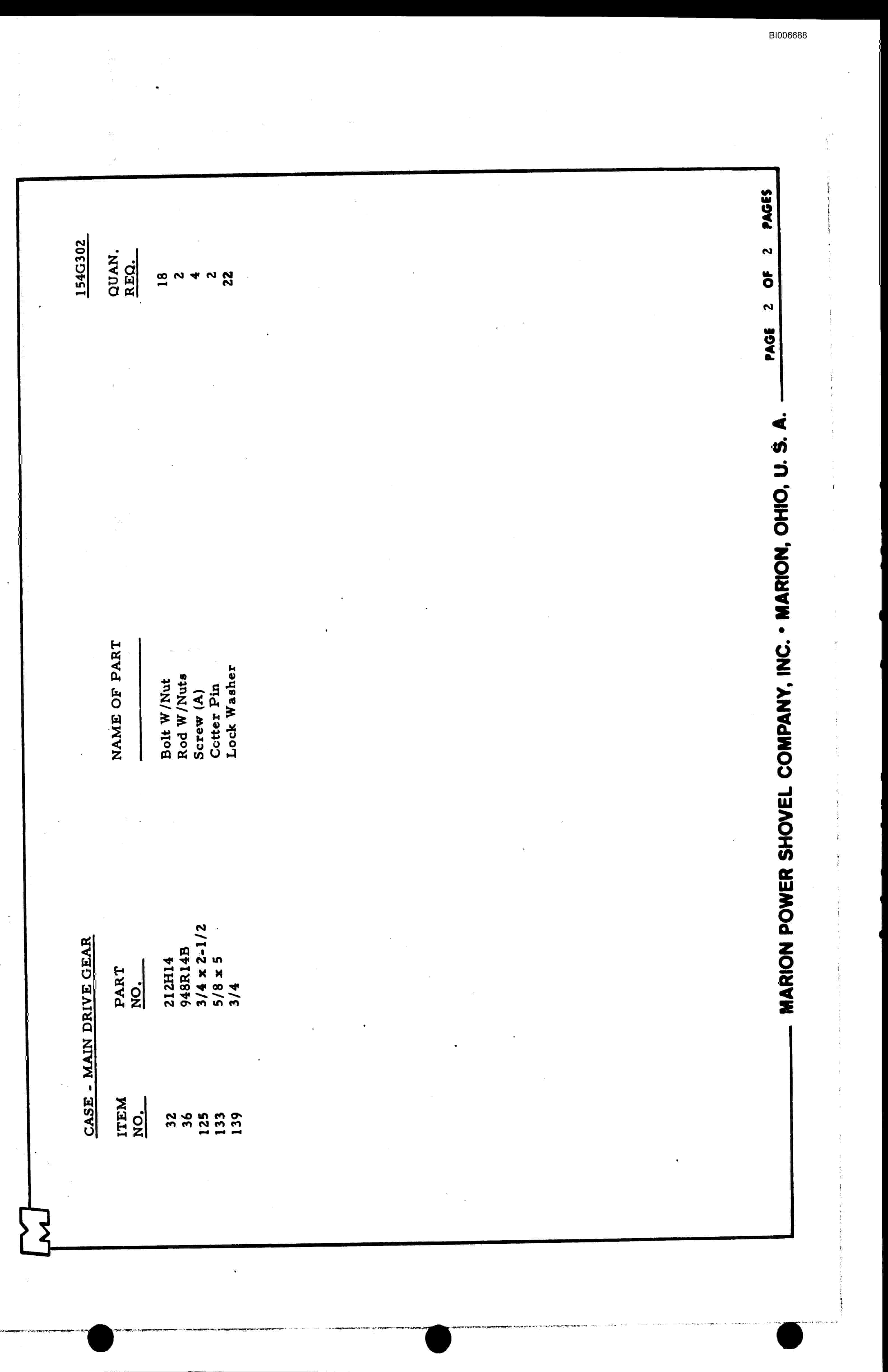 Bucyrus 7820 Parts Catalog BI006688-2