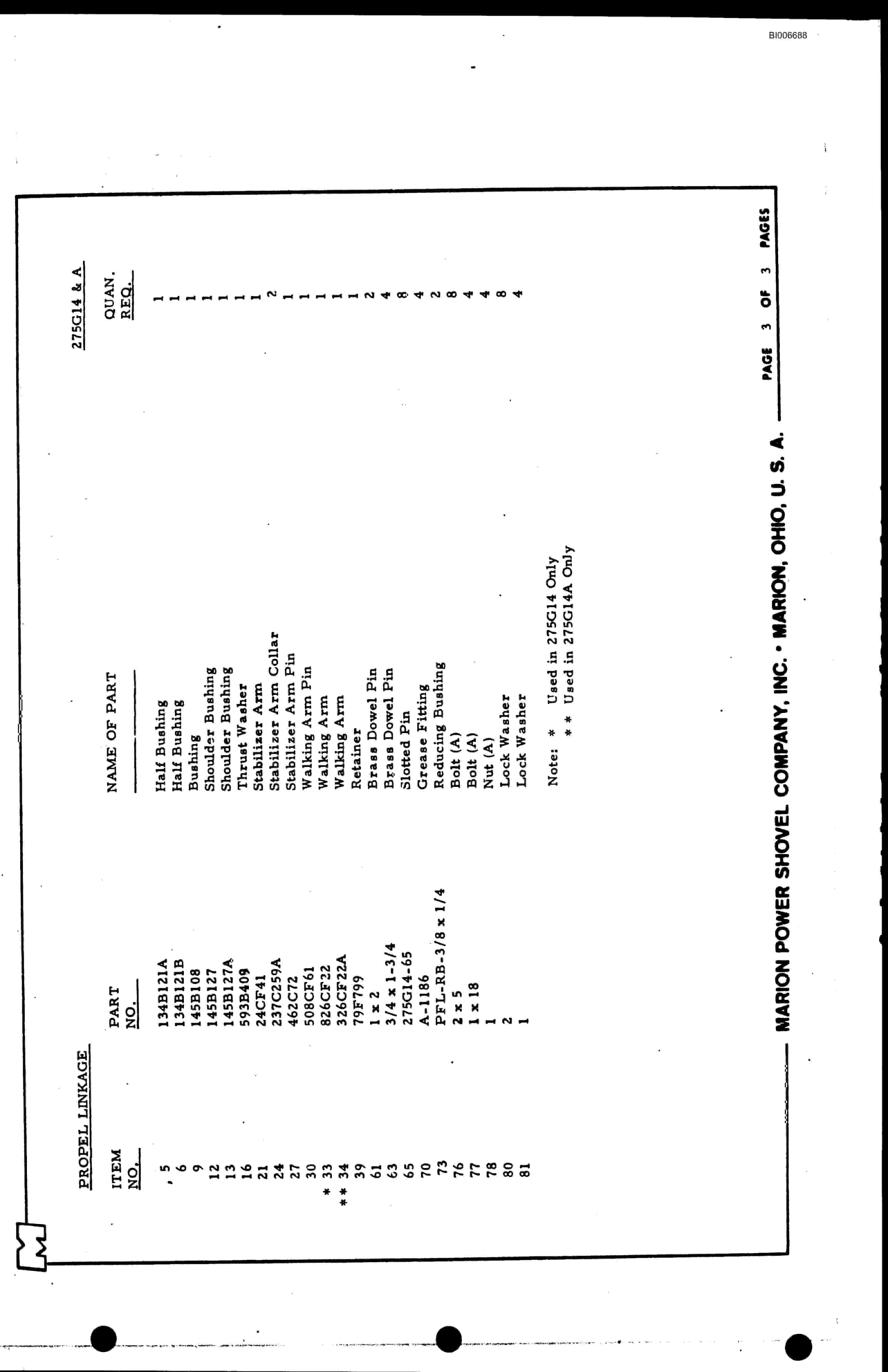 Bucyrus 7820 Parts Catalog BI006688-4