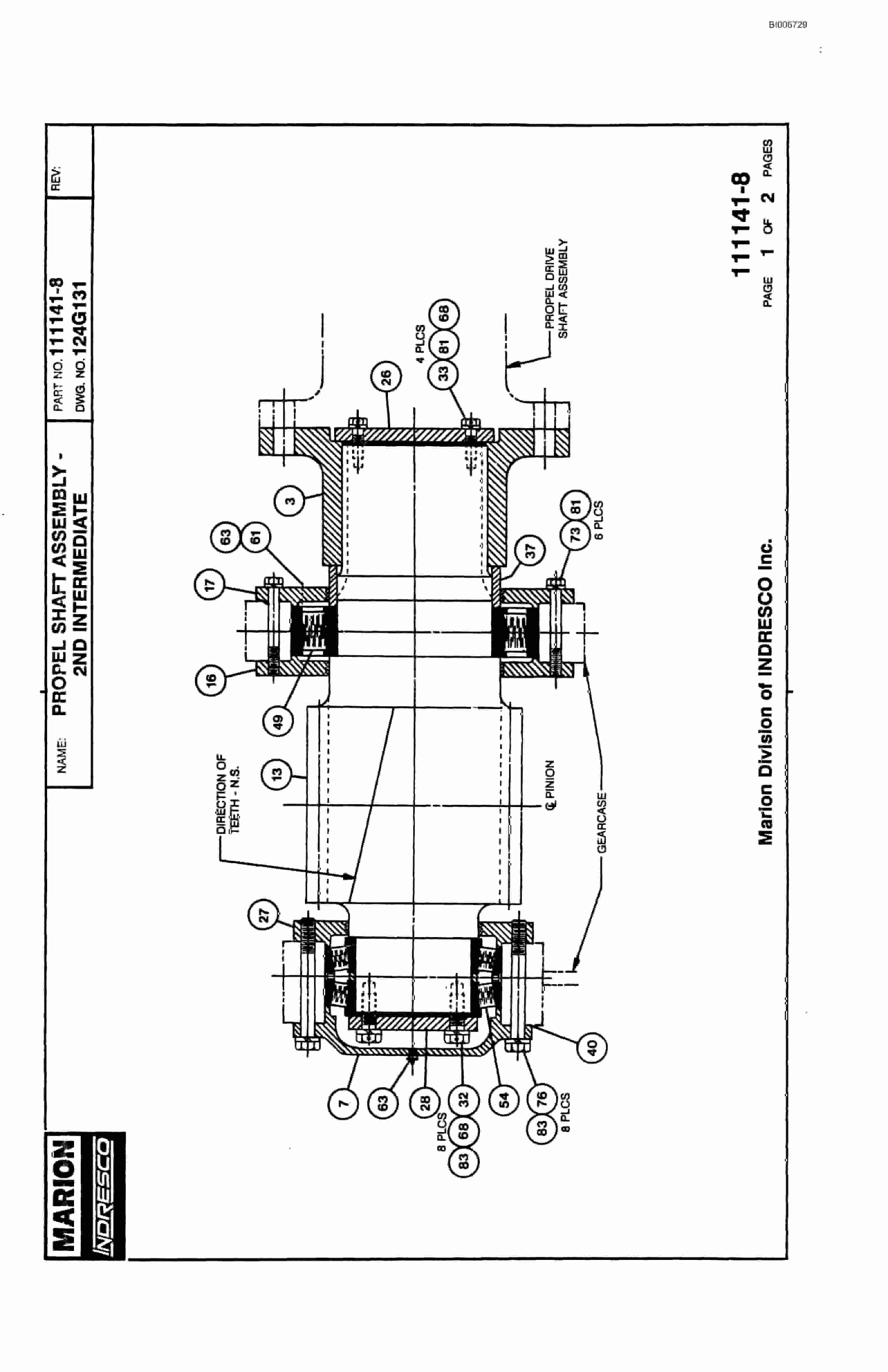 Bucyrus 7820 Parts Catalog BI006729-4