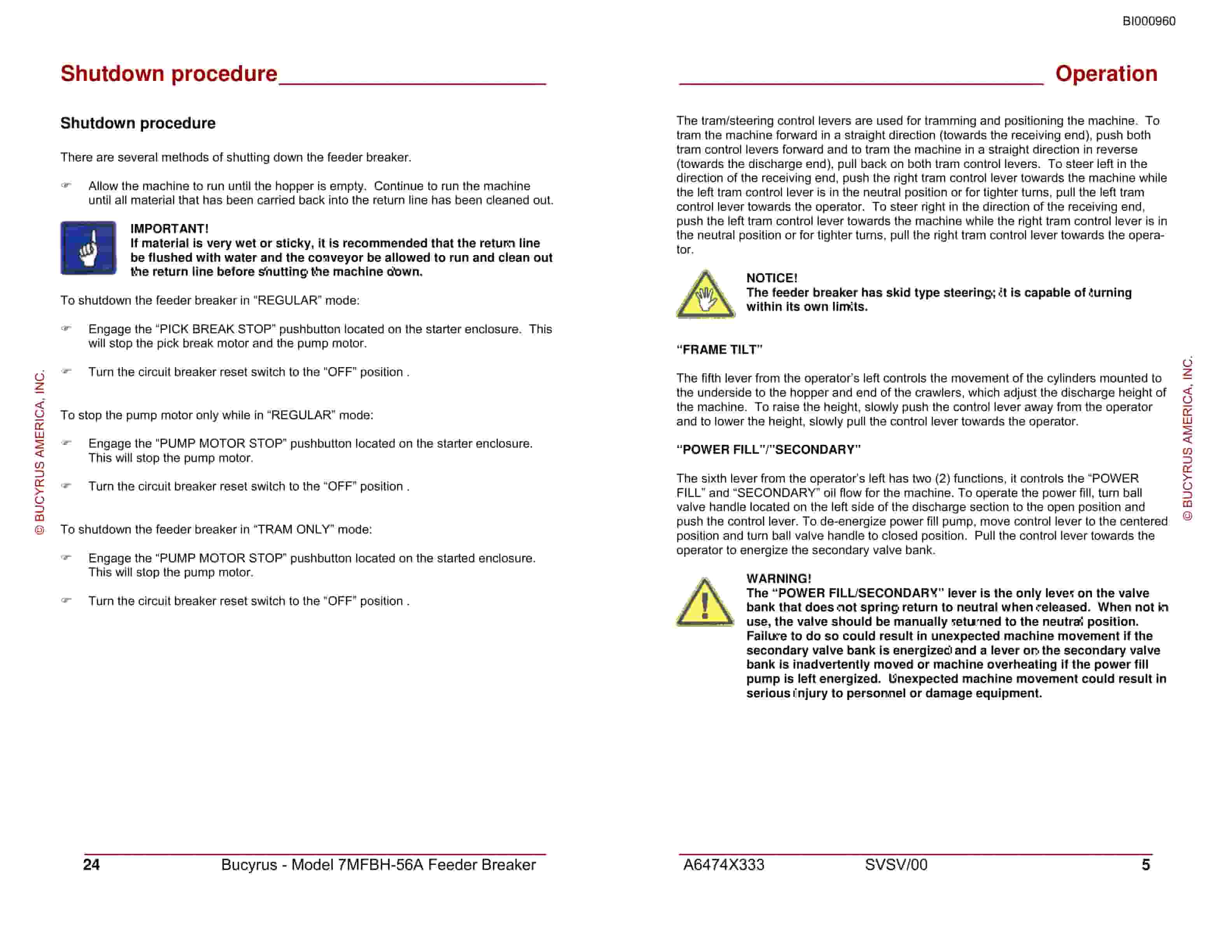 Bucyrus 7MFGHM-48DD Feeder Breaker General Start-up And Operating Instructions BI000960-2