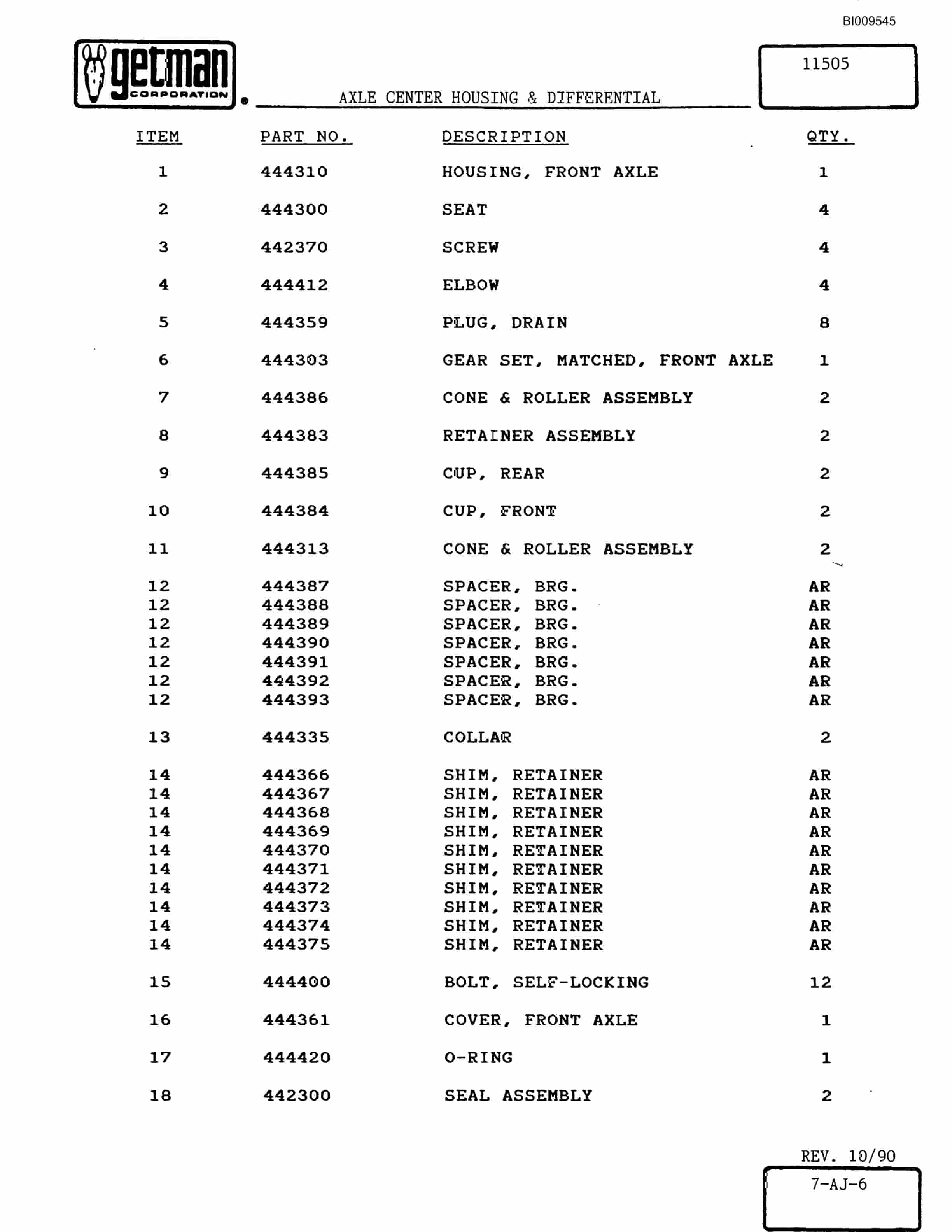 Bucyrus 800 DJC Parts Catalog BI009545-5