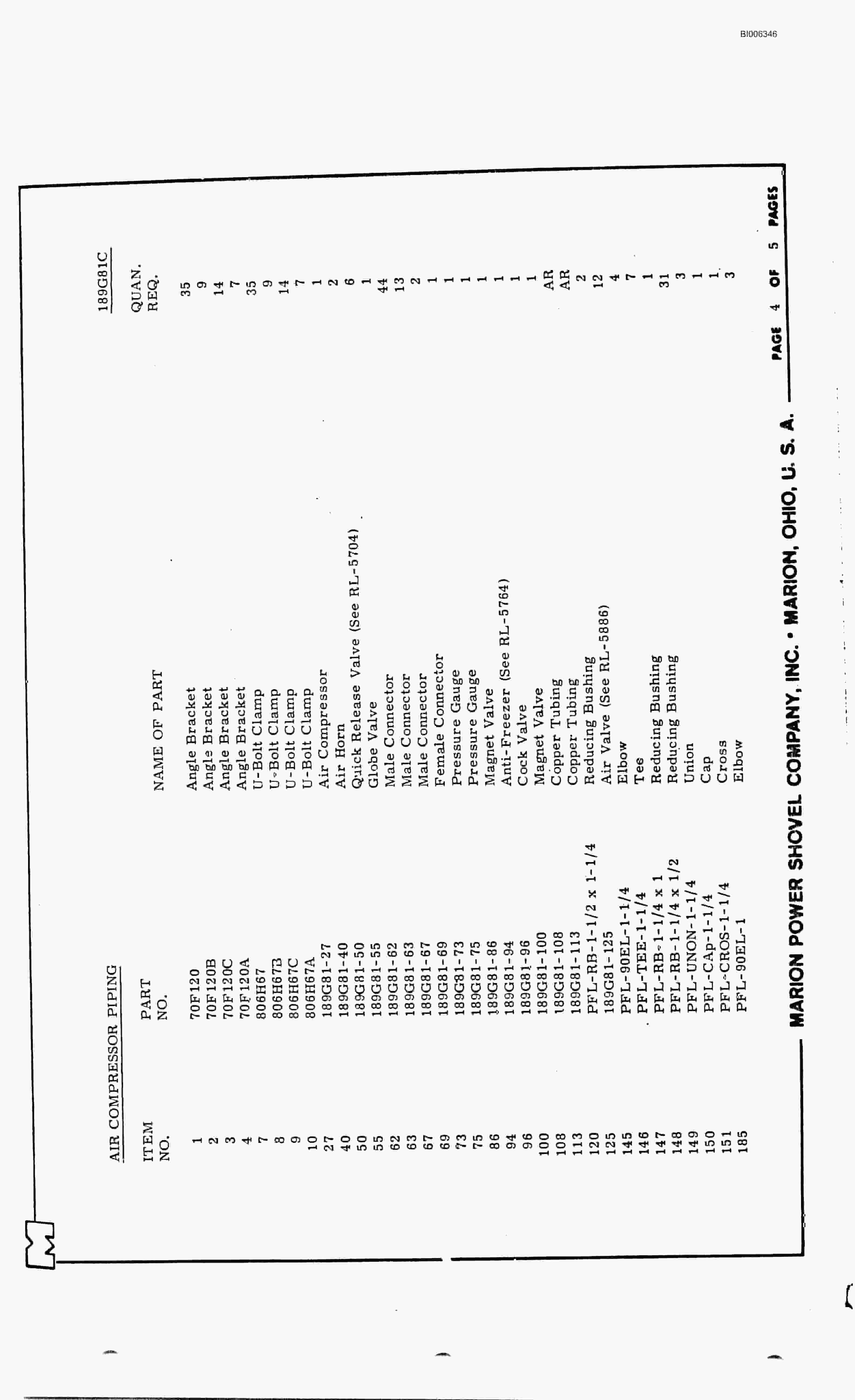 Bucyrus 8050 Walking Dragline Parts Catalog BI006346-2
