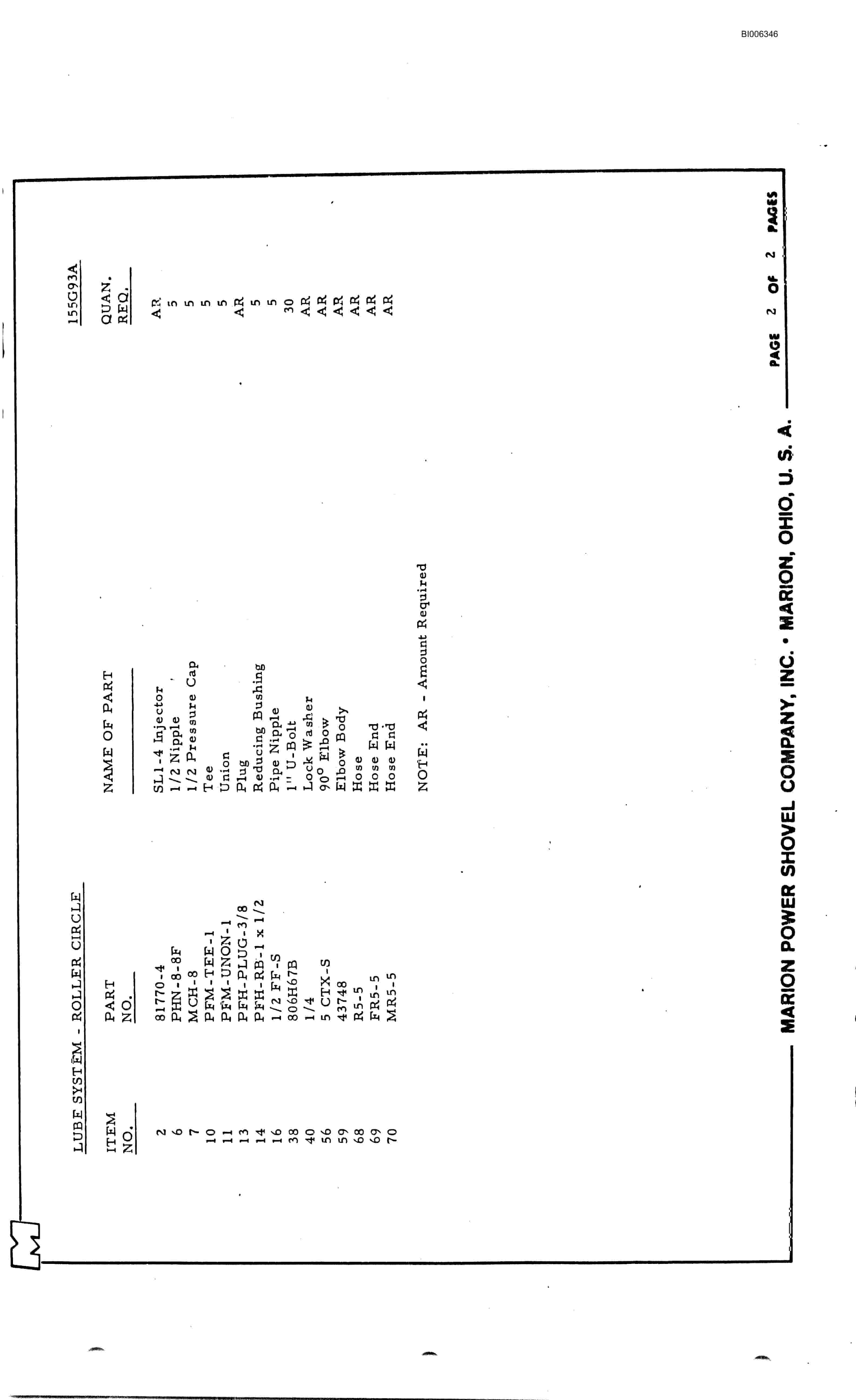 Bucyrus 8050 Walking Dragline Parts Catalog BI006346-5
